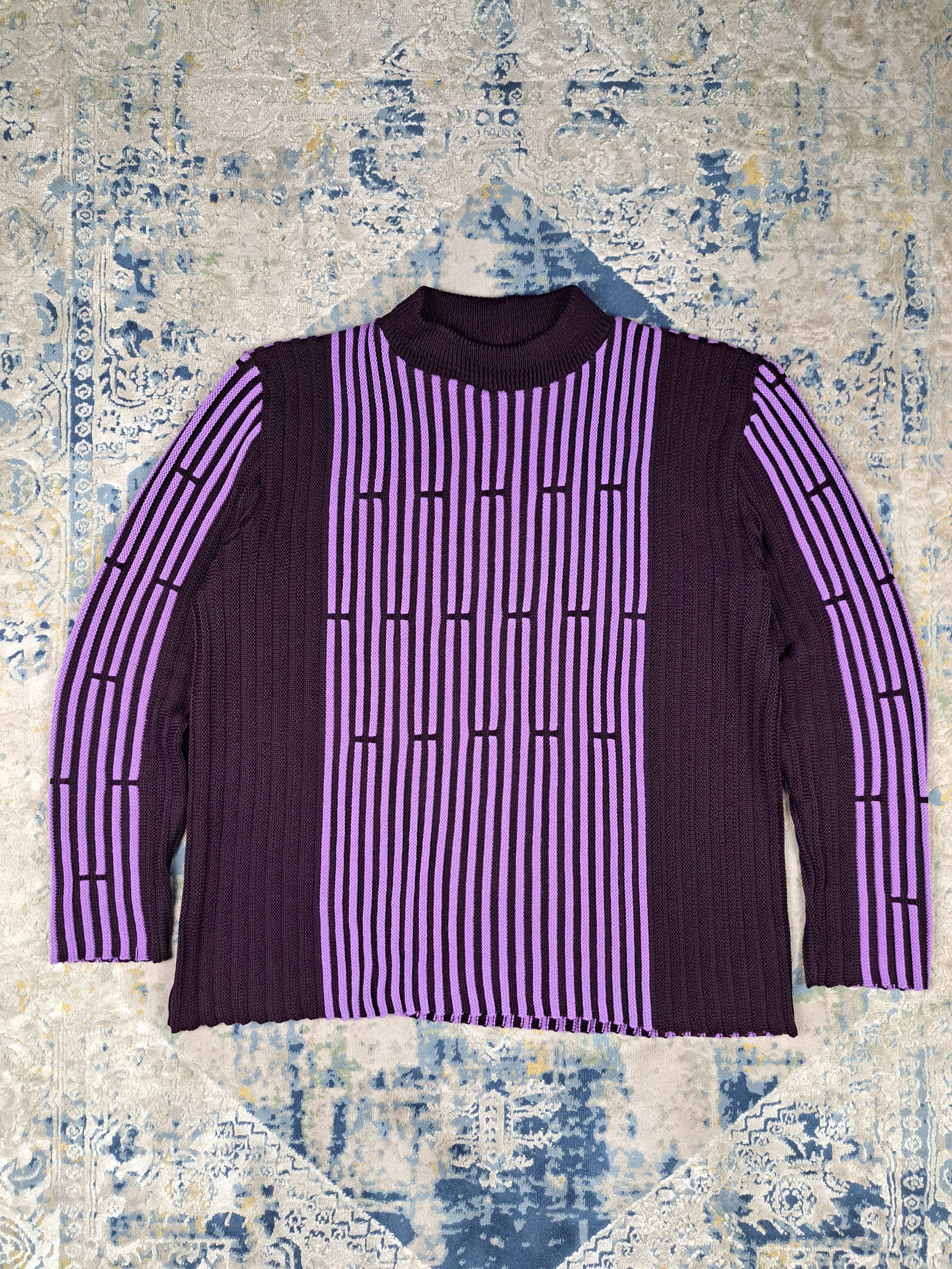 Japanese Brand Crazy Vintage y2k Purple Ribbed Knit Sweater Techno Size US L / EU 52-54 / 3 - 1 Thumbnail