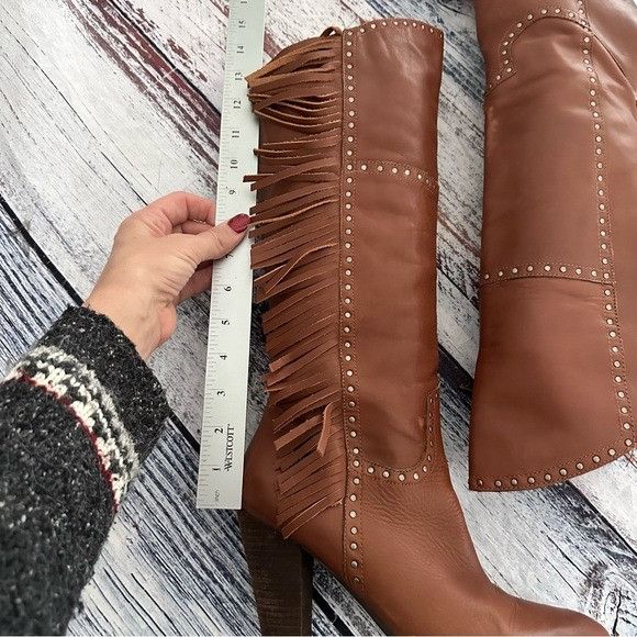 Vintage Vintage Nicole Genuine Leather Fringe Tall Heeled Boots Size US 8 / IT 38 - 11 Thumbnail
