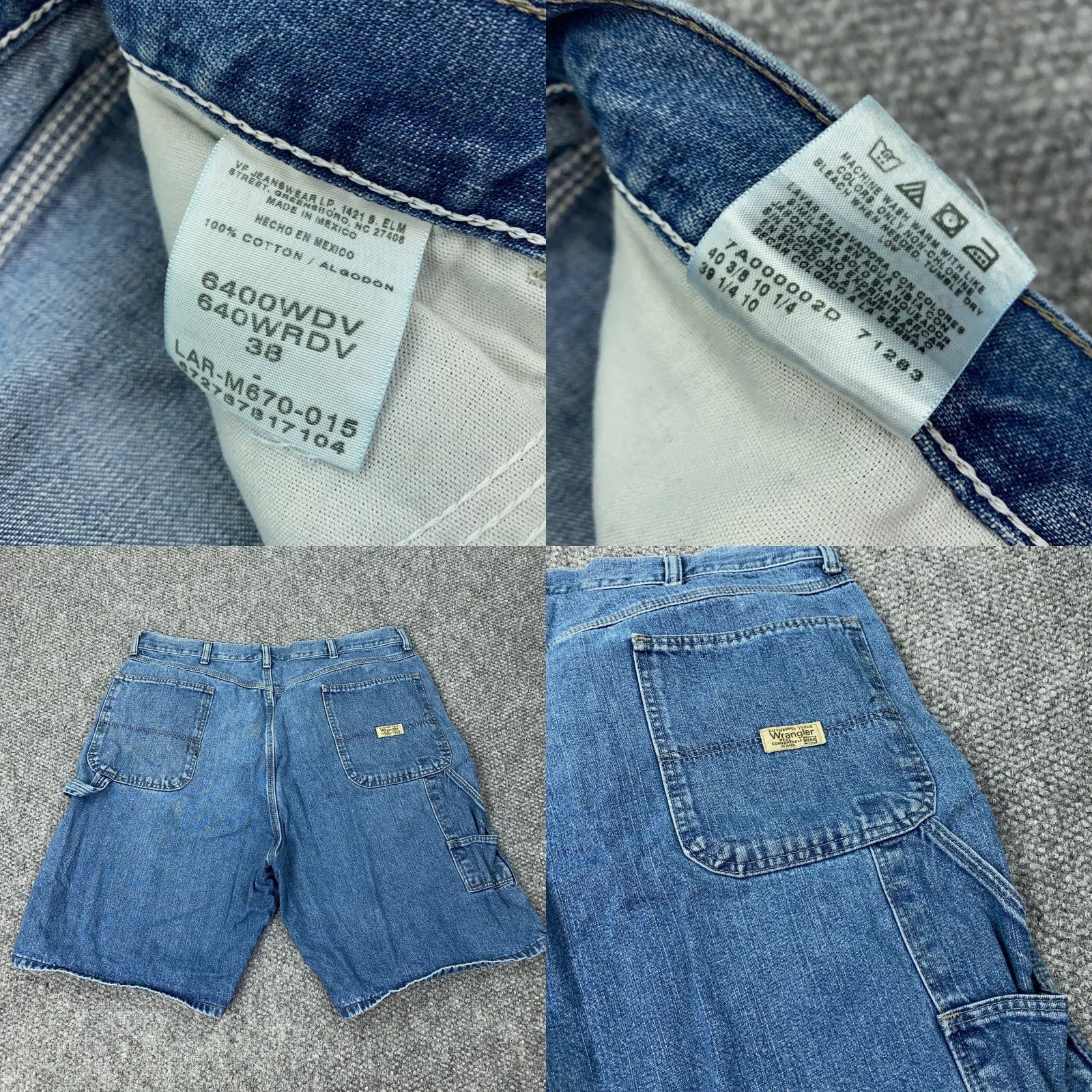 Wrangler WRANGLER Y2K Carpenter Shorts Mens Size 38 Blue Denim Relaxed Fit Casual Size US 38 / EU 54 - 8 Thumbnail
