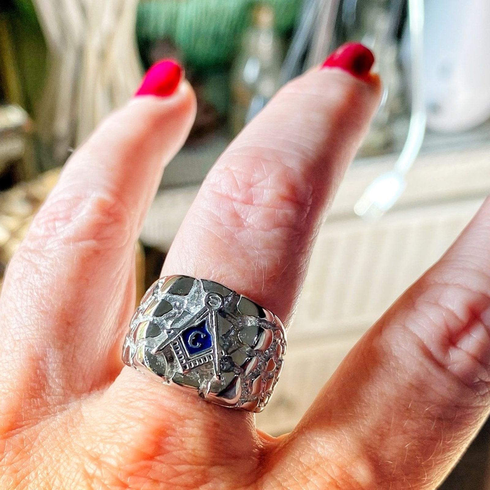 The Unbranded Brand Men's Stainless Steel Masonic Nugget Ring Size ONE SIZE - 4 Thumbnail