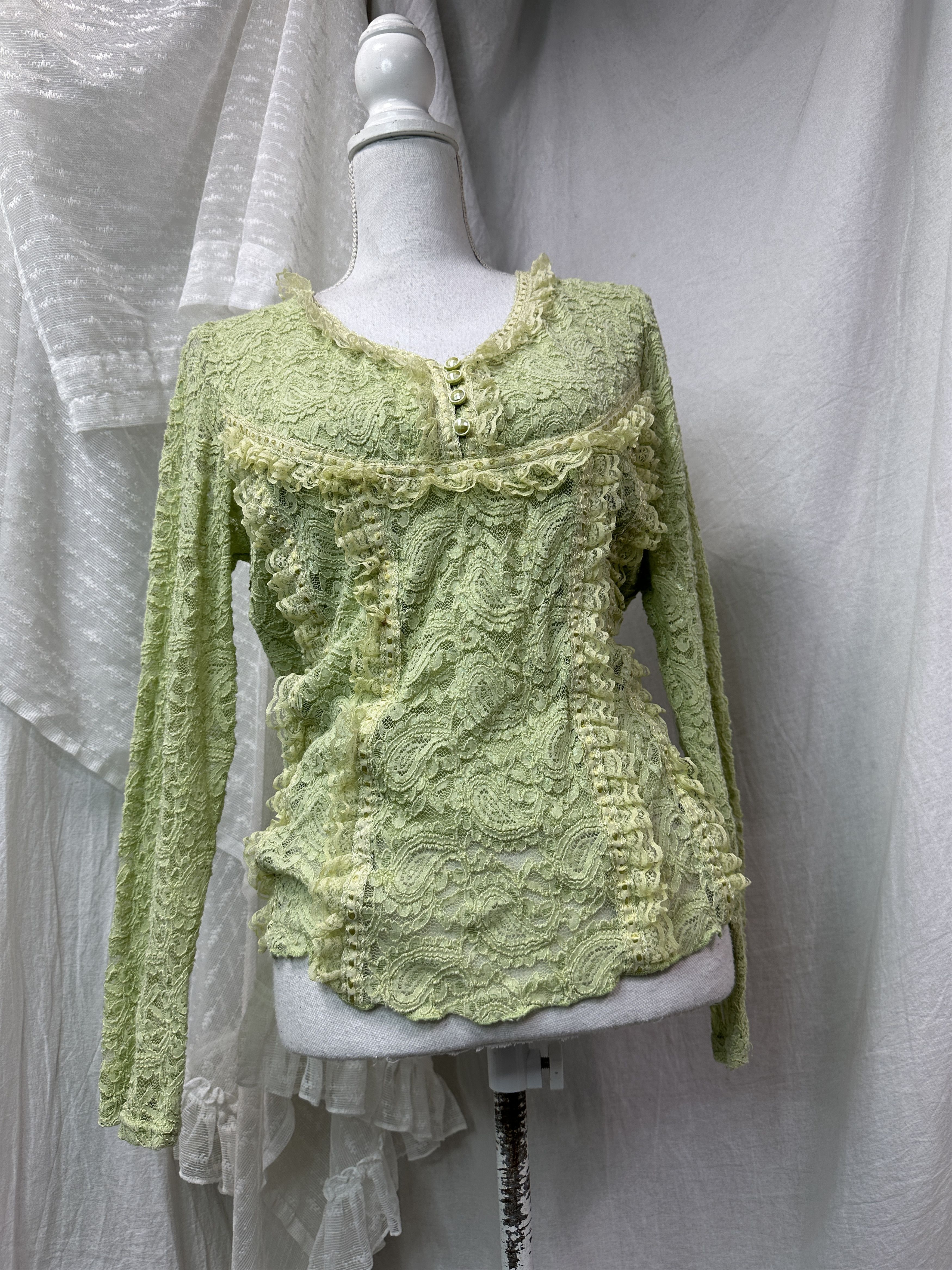Vintage Vintage Embroined Cottage Mesh Lace Shirt Y2K Size L / US 10 / IT 46 - 1 Thumbnail