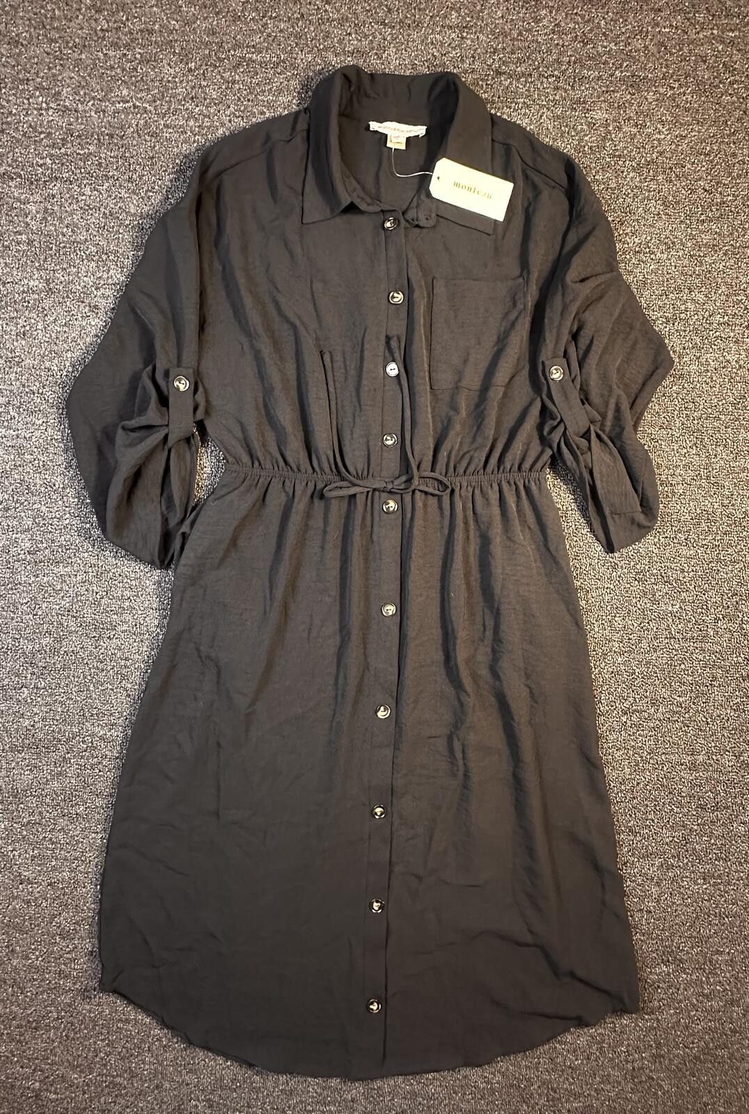 Other Monteau Button-Front Sz L Long Sleeve Drawstring Waist Dress Size L / US 10 / IT 46 - 1 Thumbnail