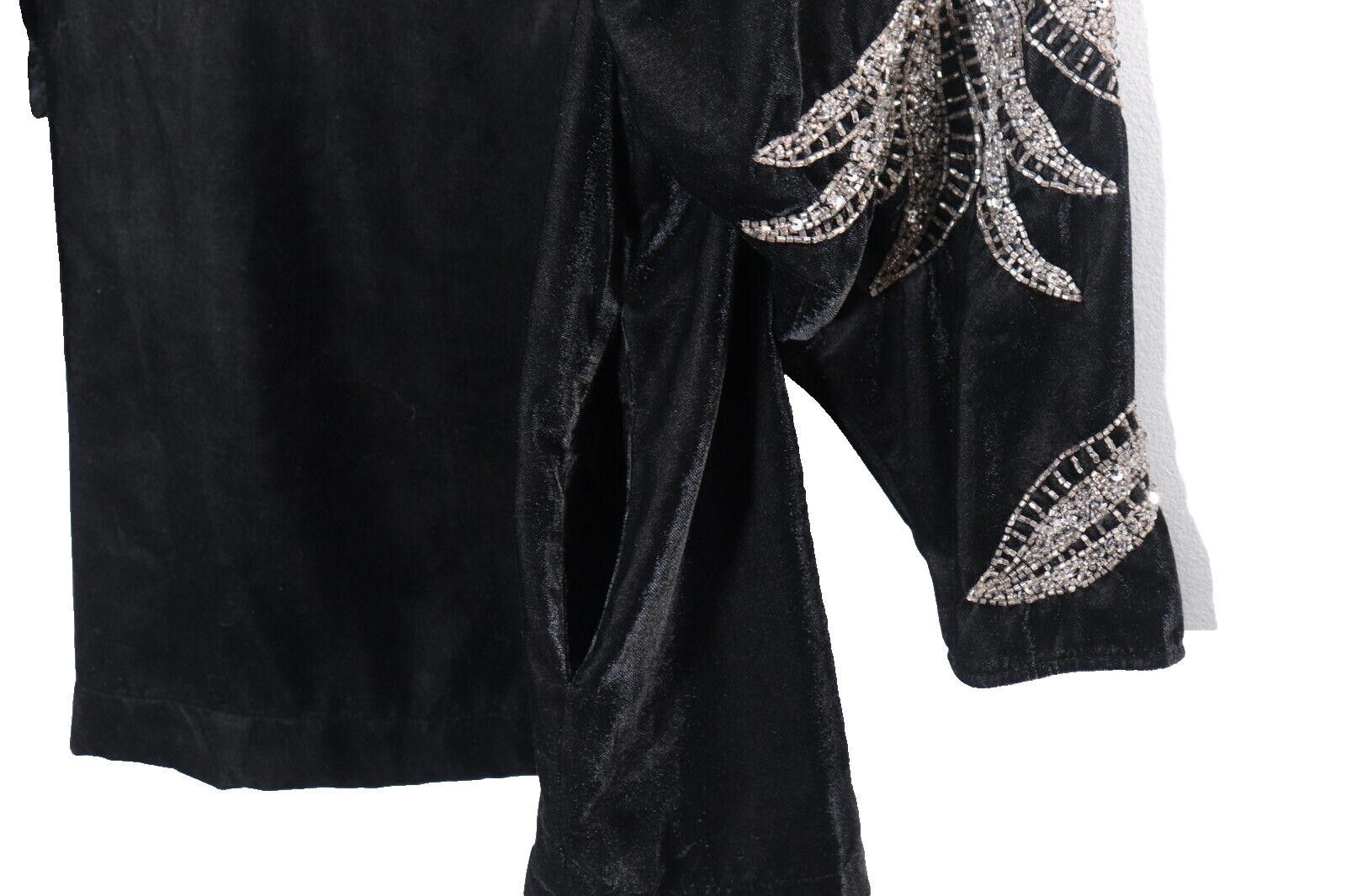Designer Dodo Bar Or Women 42 Black Corinne Velvet Kimono Jacket Coat Size M / US 6-8 / IT 42-44 - 8 Thumbnail