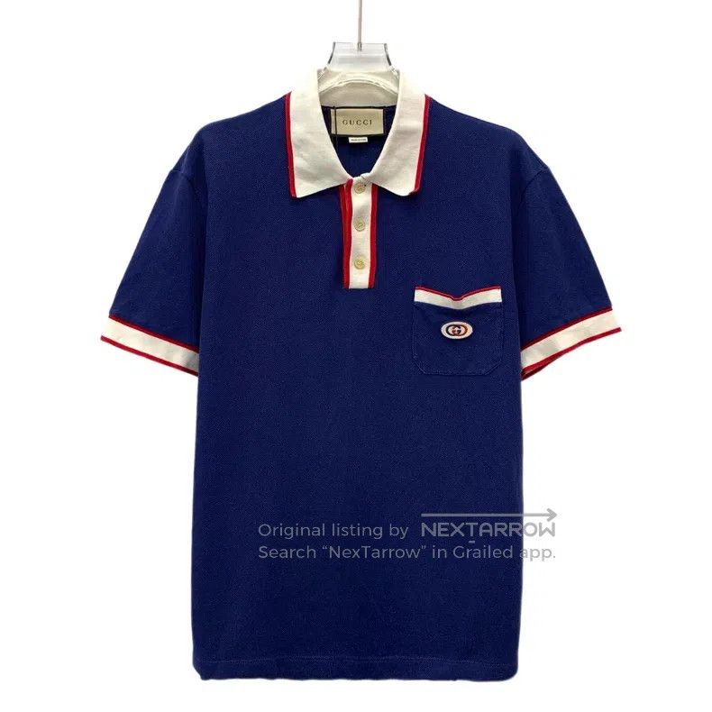 Gucci Gucci Dark Blue Logo Embroidery Cotton Lapel Single-breast Size US XL / EU 56 / 4 - 1 Thumbnail