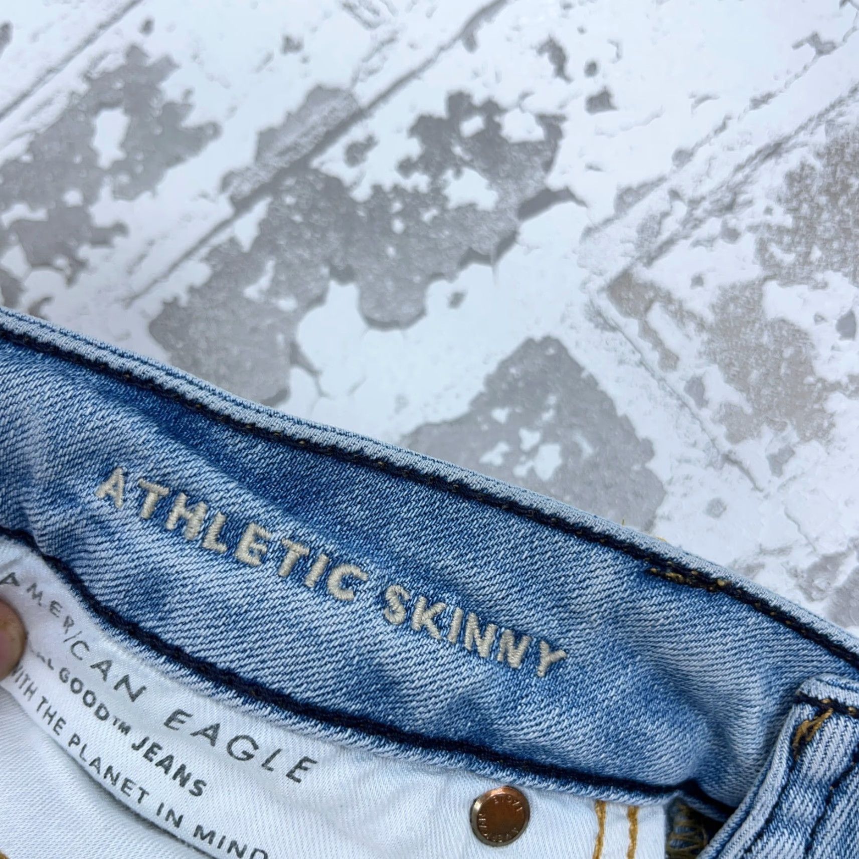 American Eagle Outfitters American Eagle Jeans Men 30x34 Athletic Skinny Fit Light Wash Blue 5-Pocket Denim Size US 30 / EU 46 - 5 Thumbnail