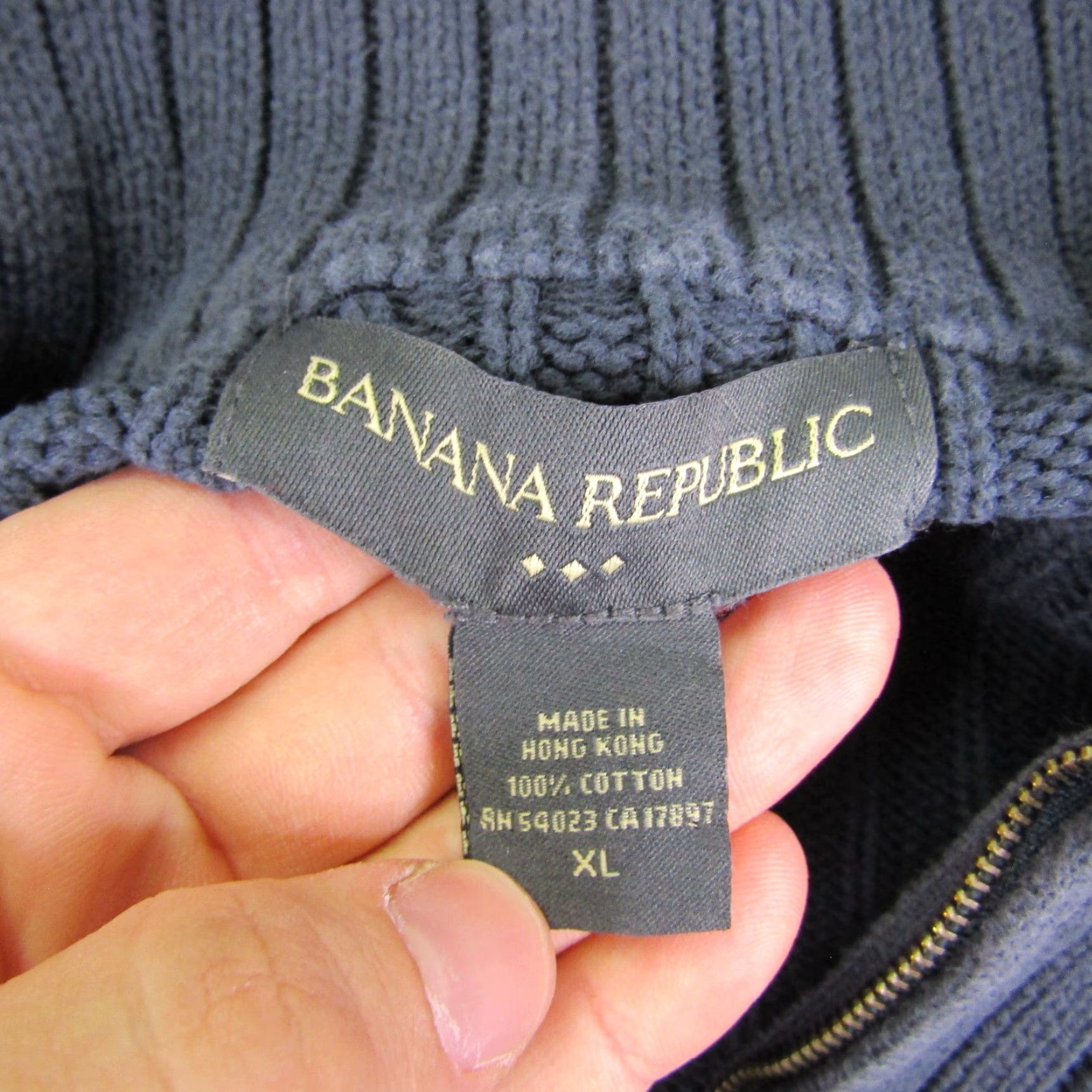 Banana Republic VINTAGE Banana Republic Sweater Men Extra Large Blue 1/4 Zip Pullover Ribbed Y2K Size US XL / EU 56 / 4 - 7 Thumbnail
