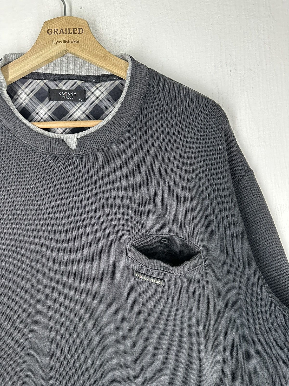Japanese Brand × Y's × Yohji Yamamoto Vintage Y’sACCS Sacsny Faded Sweatshirt Size US L / EU 52-54 / 3 - 3 Thumbnail