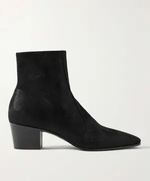 Saint Laurent Paris oc11z1125 Vassili Boots in Shimmering Suede in Black Size US 7 / EU 40 - 1 Thumbnail