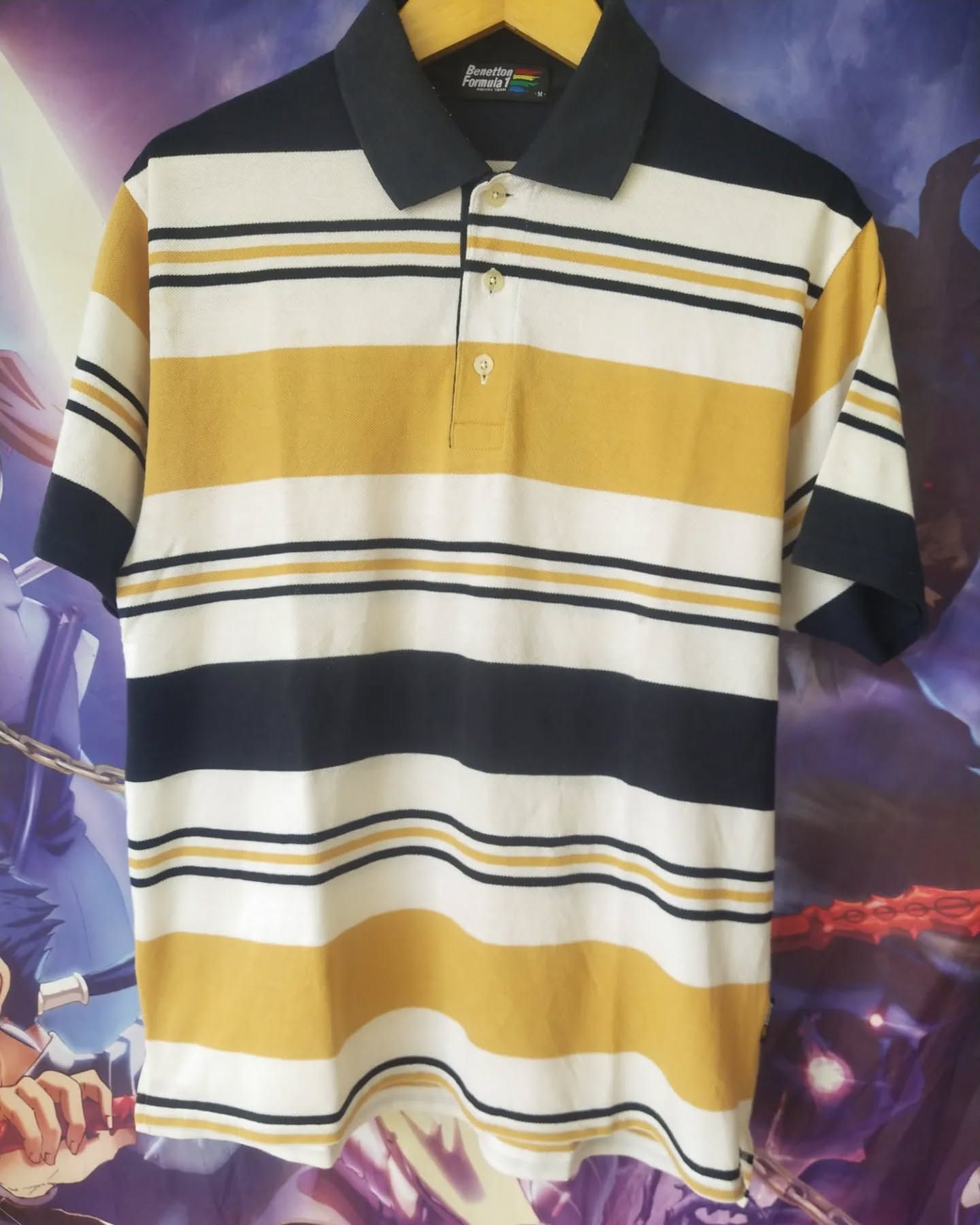 Benetton Vintage Benetton Formula 1 Three Tone Stripes Polo Shirt Size US M / EU 48-50 / 2 - 1 Thumbnail