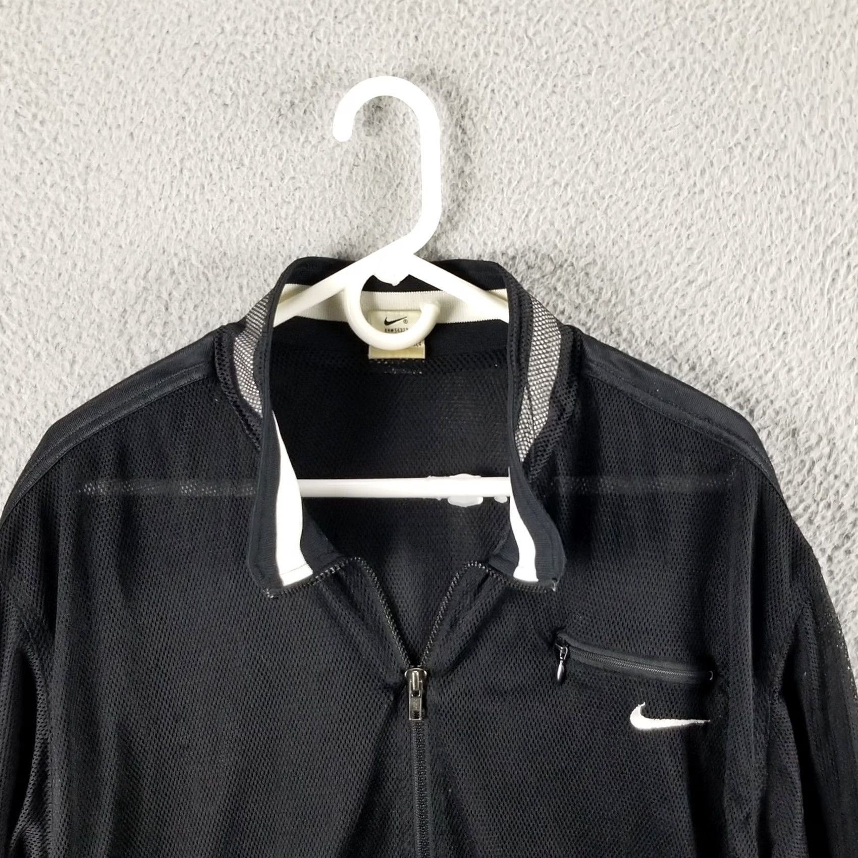Nike VTG Nike Womens Check Sheer Full Zip Crop Jacket Medium 8-10 Sewn Center Swoosh Size M / US 6-8 / IT 42-44 - 3 Thumbnail