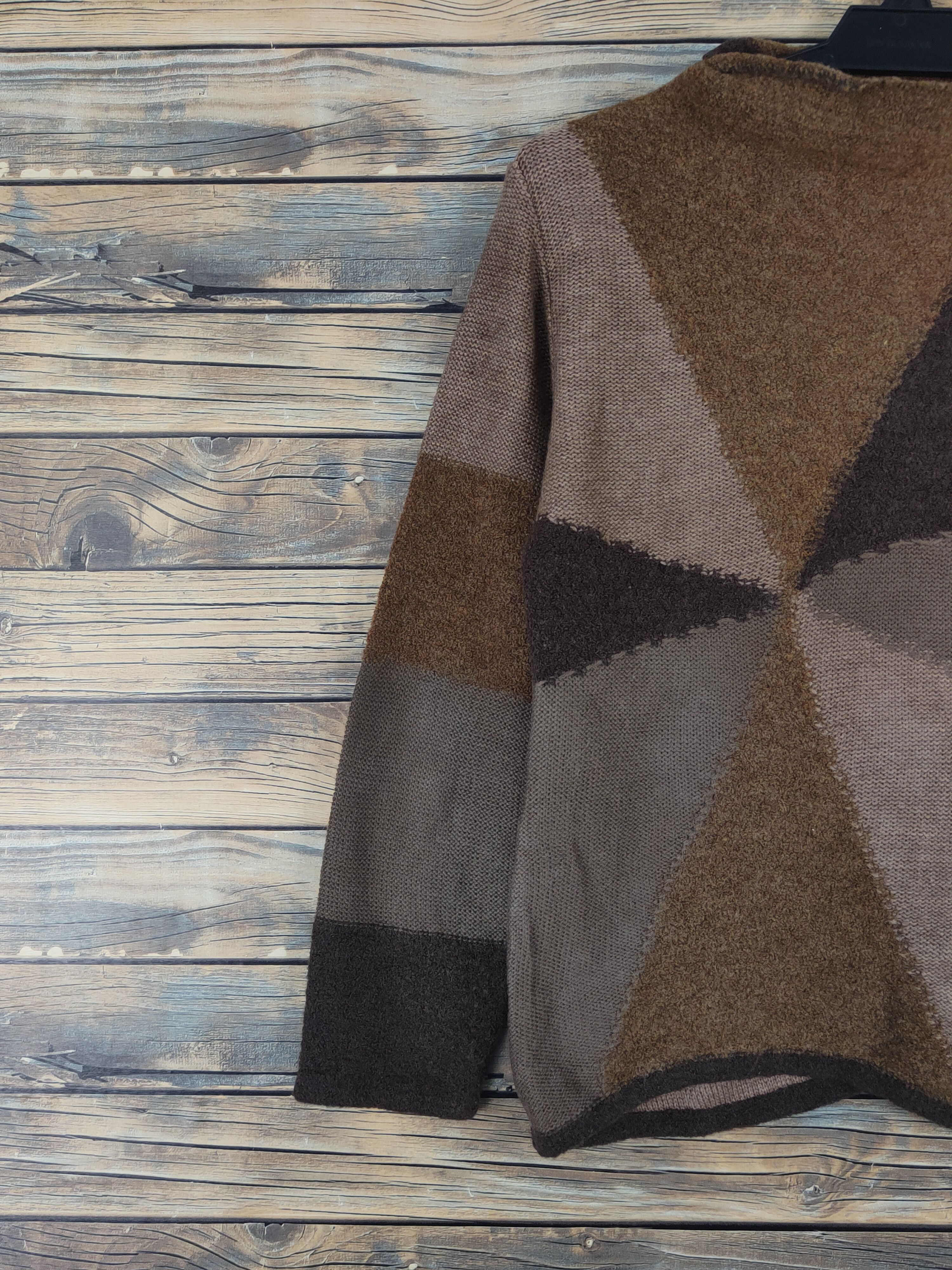 Homespun Knitwear × Japanese Brand × Vintage Mimosalip Dark Brown Knitwear patchwork Sweatshirts #W1270 Size US S / EU 44-46 / 1 - 3 Thumbnail