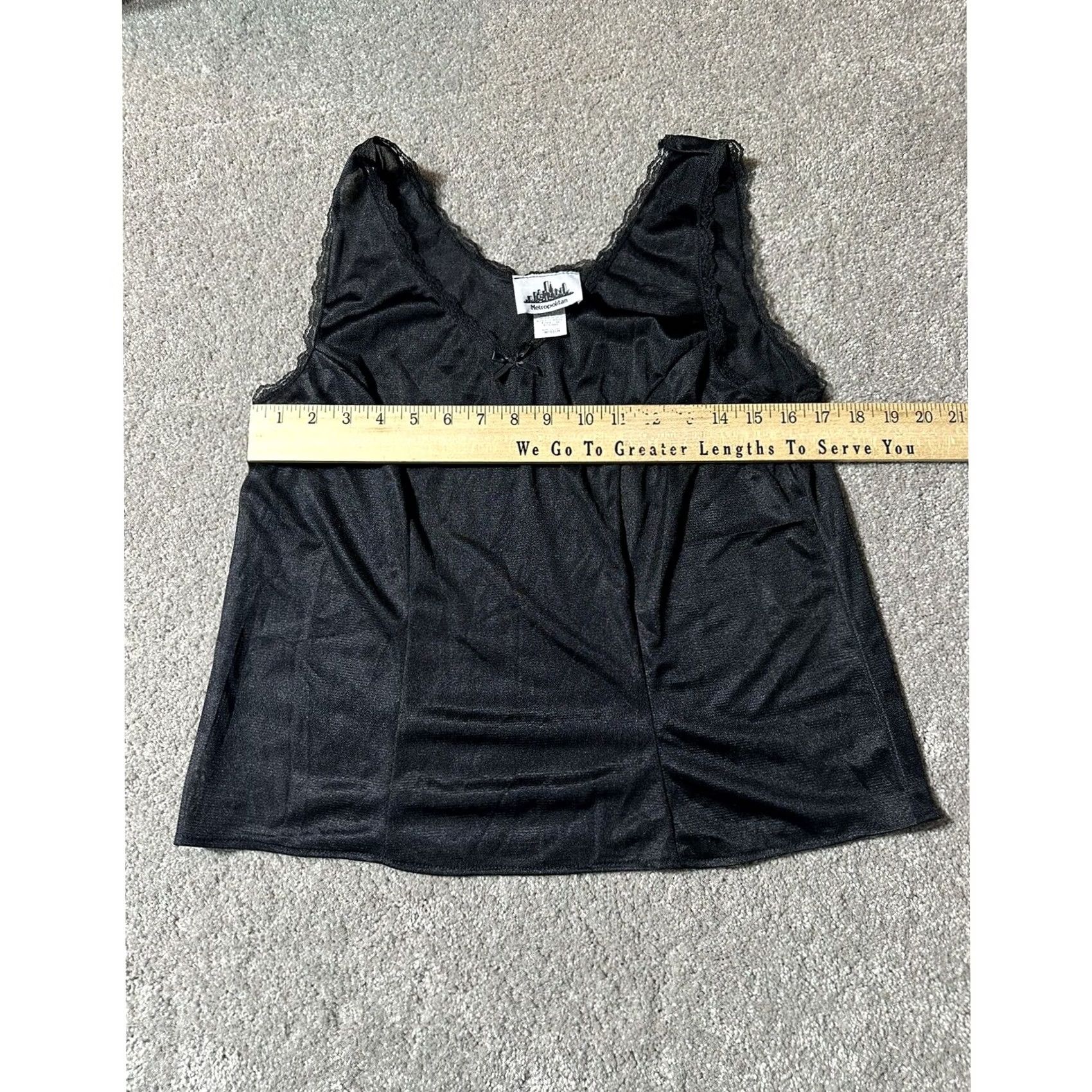 Vintage VINTAGE Metropolitan Cami Shirt Womens Dark Coquette Romantic Layering Classic Feminine Boudoir 1980s Black Lace M Size ONE SIZE - 3 Thumbnail