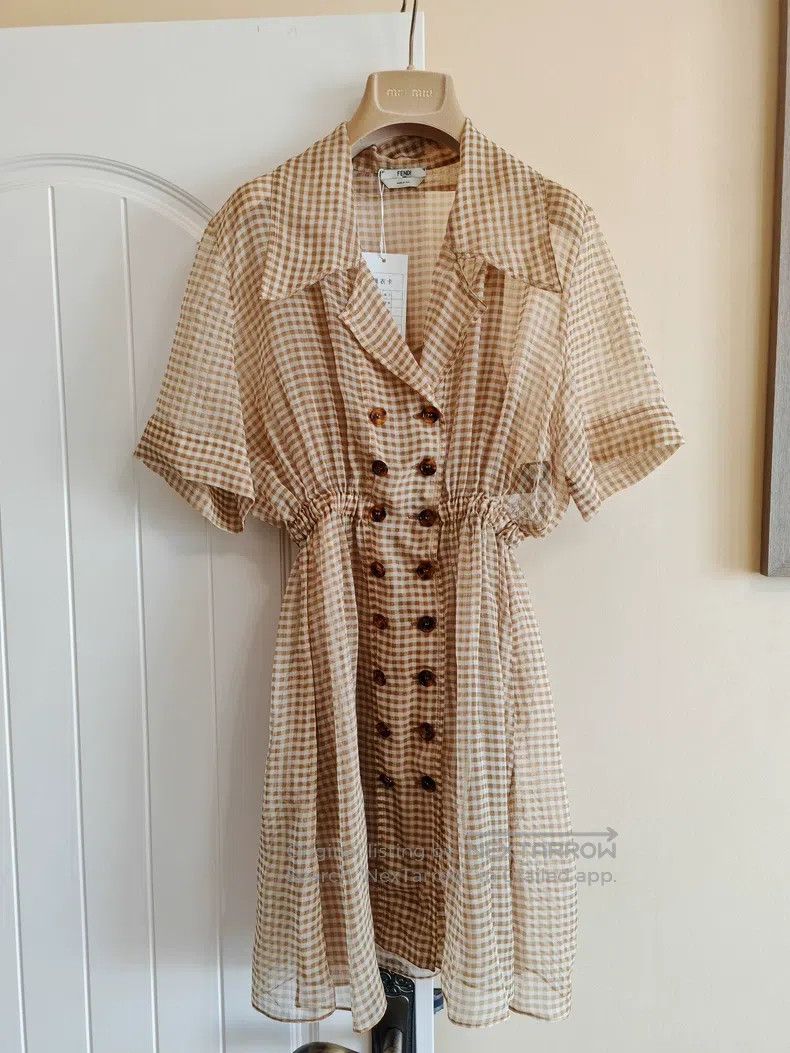 Fendi Fendi Beige Plaid Dress Size XXS / US 00 / IT 34 - 1 Thumbnail