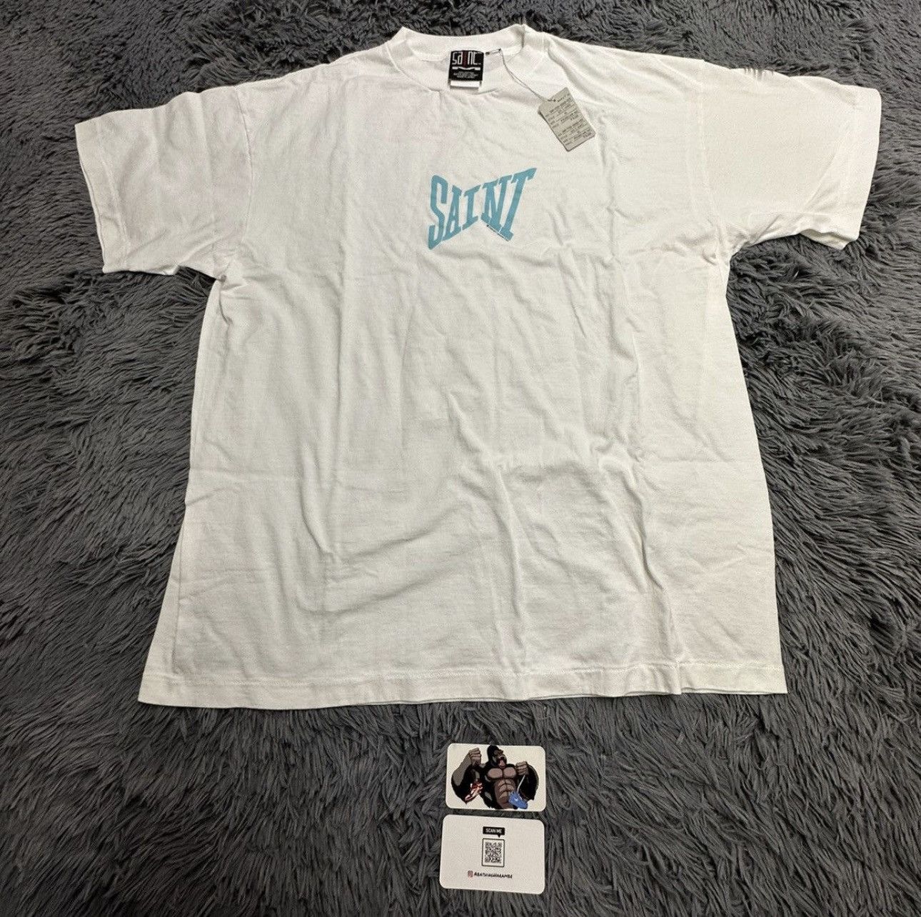 Saint Michael SAINT Mxxxxxx Logo Tee White/Blue (Ribon Tee) Size US XL / EU 56 / 4 - 2 Thumbnail
