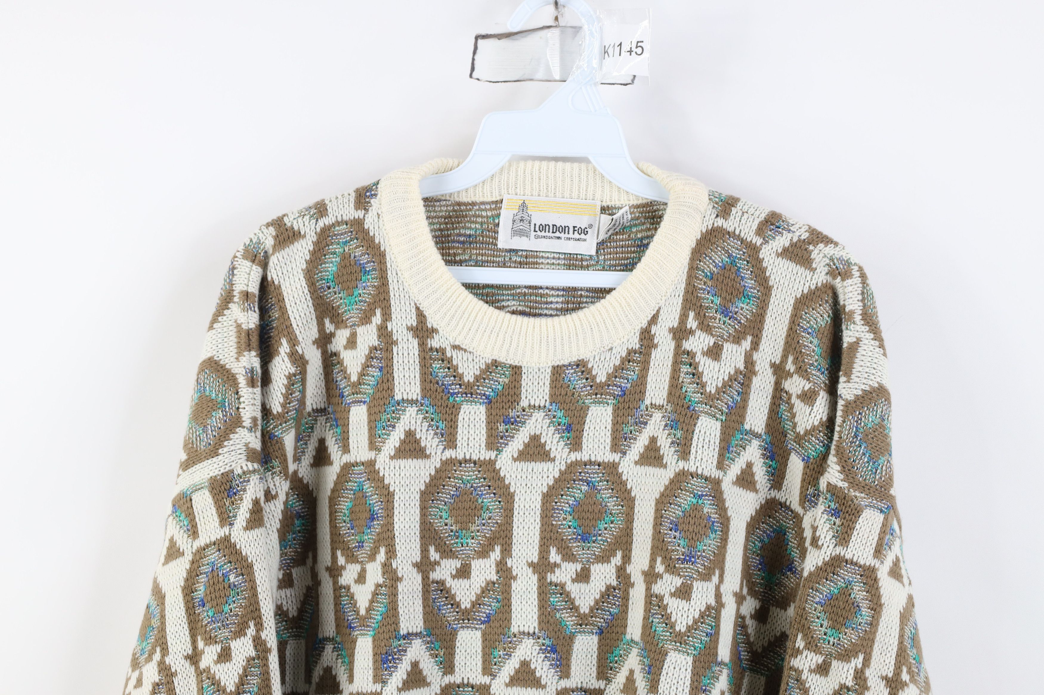 Vintage Vintage 90s Coogi Style Geometric Knit Crewneck Sweater Size US XL / EU 56 / 4 - 2 Thumbnail