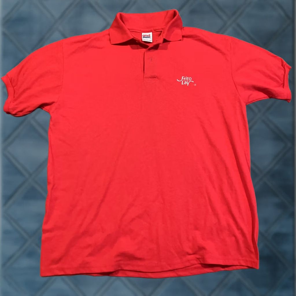 Anvil VINTAGE Anvil Polo Golf Embroidered Frito Lay Men's Large Red Shirts Mens Size US L / EU 52-54 / 3 - 1 Thumbnail