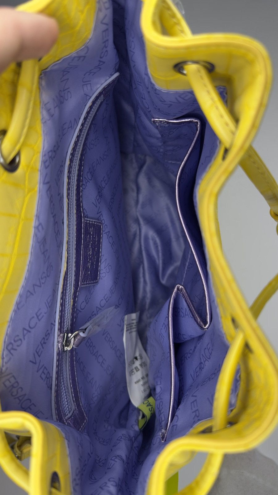 Versace Jeans Couture Versace Jeans Yellow Faux Croc Bucket Bag Size ONE SIZE - 4 Thumbnail