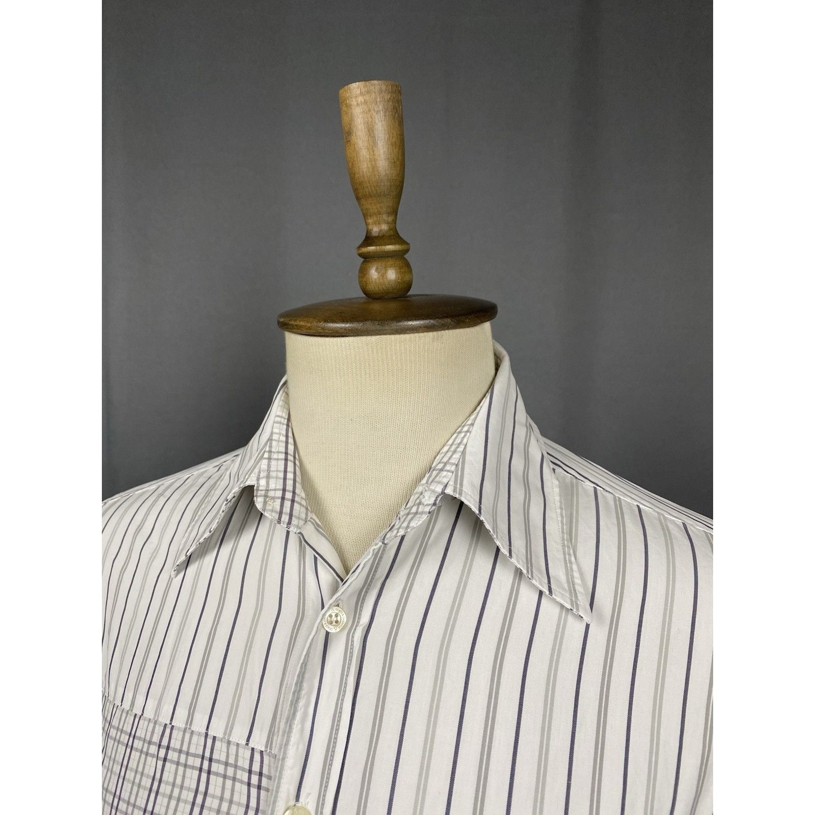 Dolce & Gabbana Dolce&Gabbana Men's Vintage White Blue Striped Longsleeve Sh Size US M / EU 48-50 / 2 - 5 Thumbnail