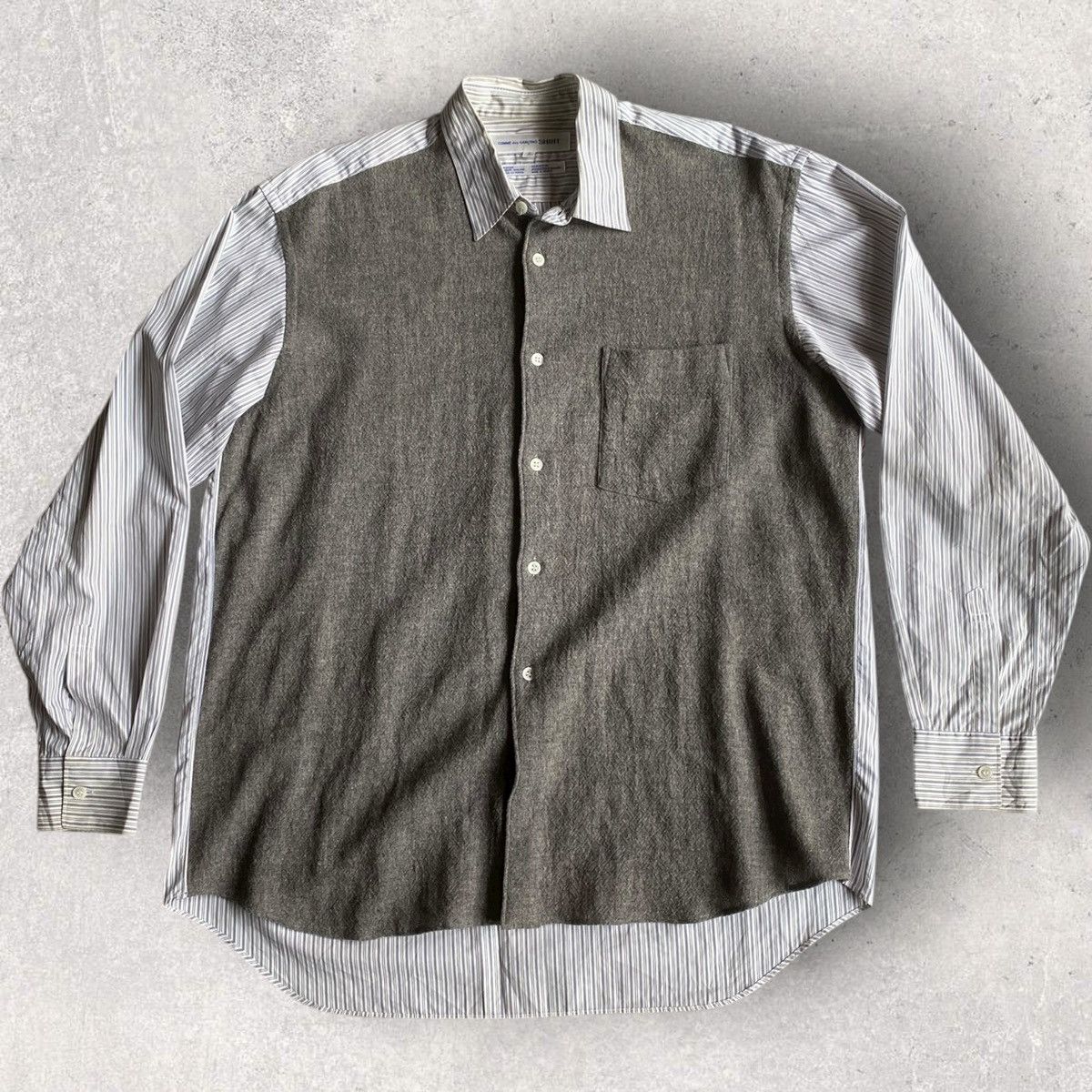 Comme des Garcons SHIRT Vintage 90’s Front Laine Wool Stripe Oversize Shirt Size US S / EU 44-46 / 1 - 2 Thumbnail