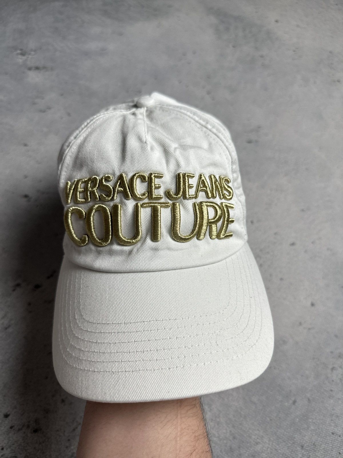 Versace Versace Jeans Couture White Gold Big Logo Cap Hat y2k Rap Size ONE SIZE - 4 Thumbnail