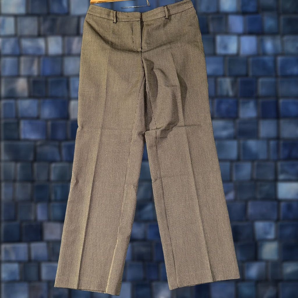 Vintage Chicos Pants Womens 8 Tan Black Trousers Herringbone Flat Front Straight Leg Dress Pants Size 30" / US 8 / IT 44 - 1 Thumbnail