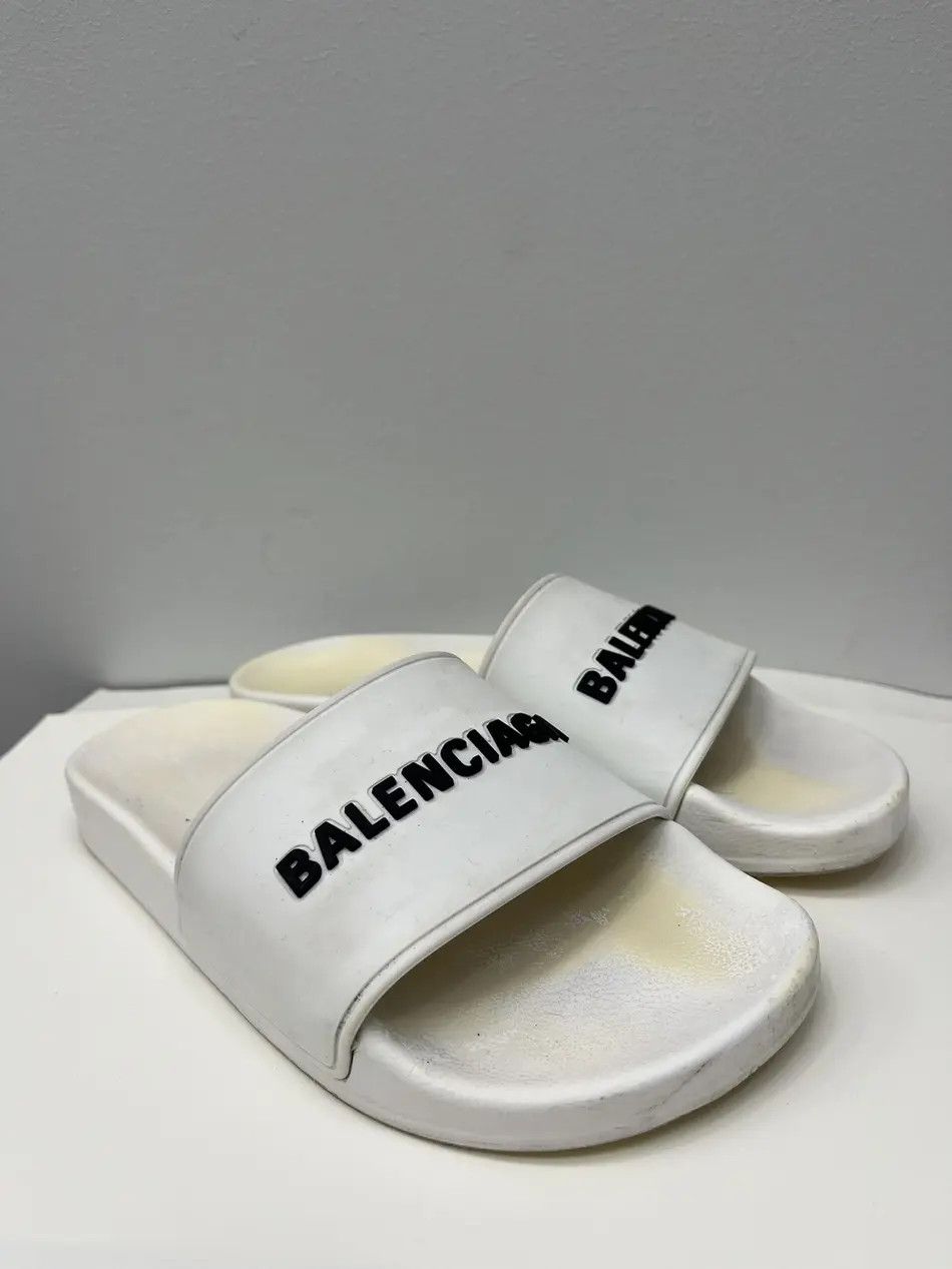 Balenciaga Balenciaga White Logo Slides Size US 8 / IT 38 - 1 Thumbnail