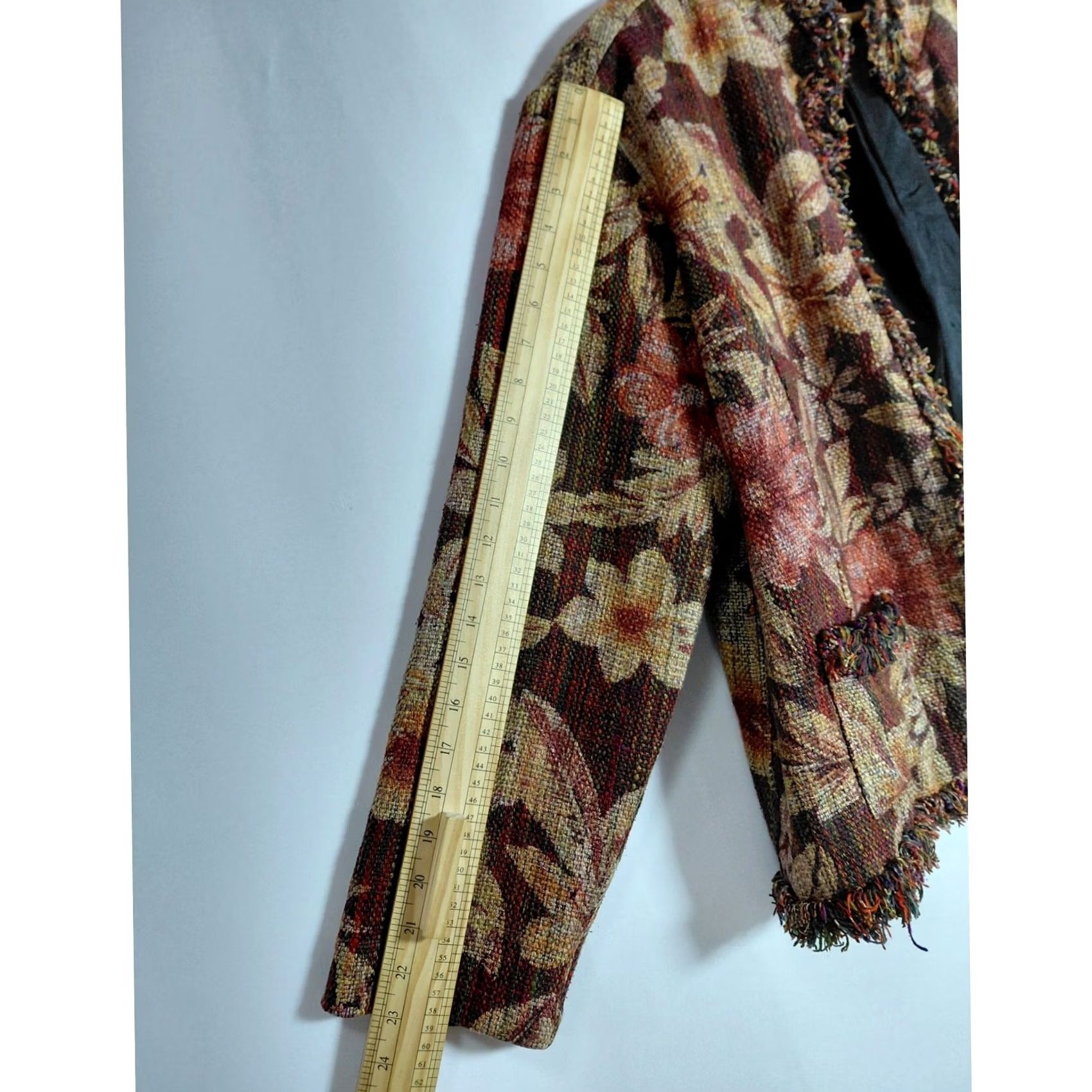 Vintage Chico's Floral Jacket Brown Silk Blend Long Sleeve Women 3 Fringe Layered Lightweight Woven Vintage No Size XS / US 0-2 / IT 36-38 - 8 Thumbnail