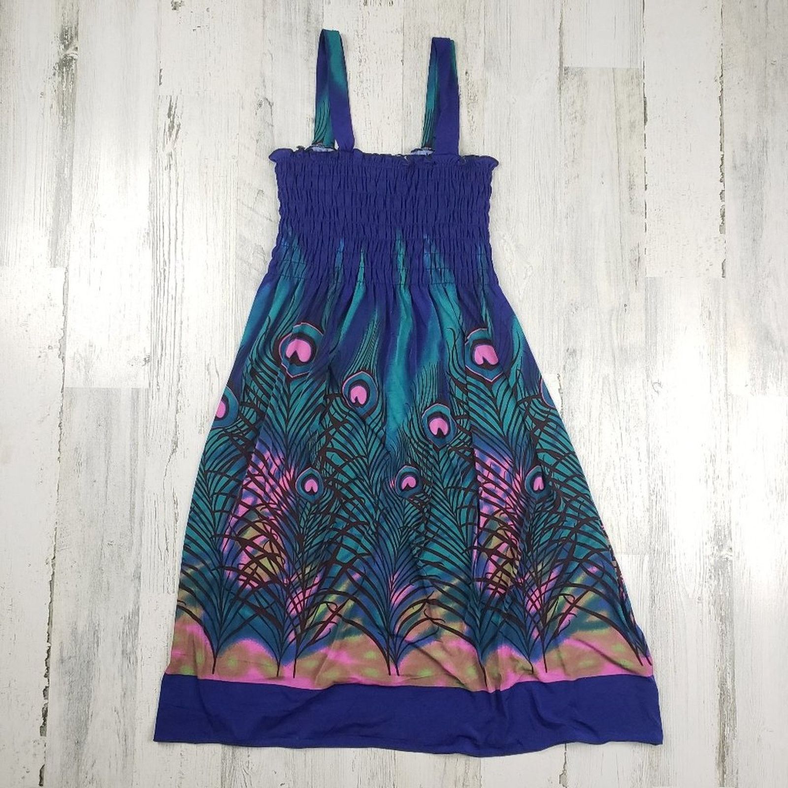 Other NWT Ace Fashioned Smocked Peacock Feather Summer Dress Small Size S / US 4 / IT 40 - 1 Thumbnail