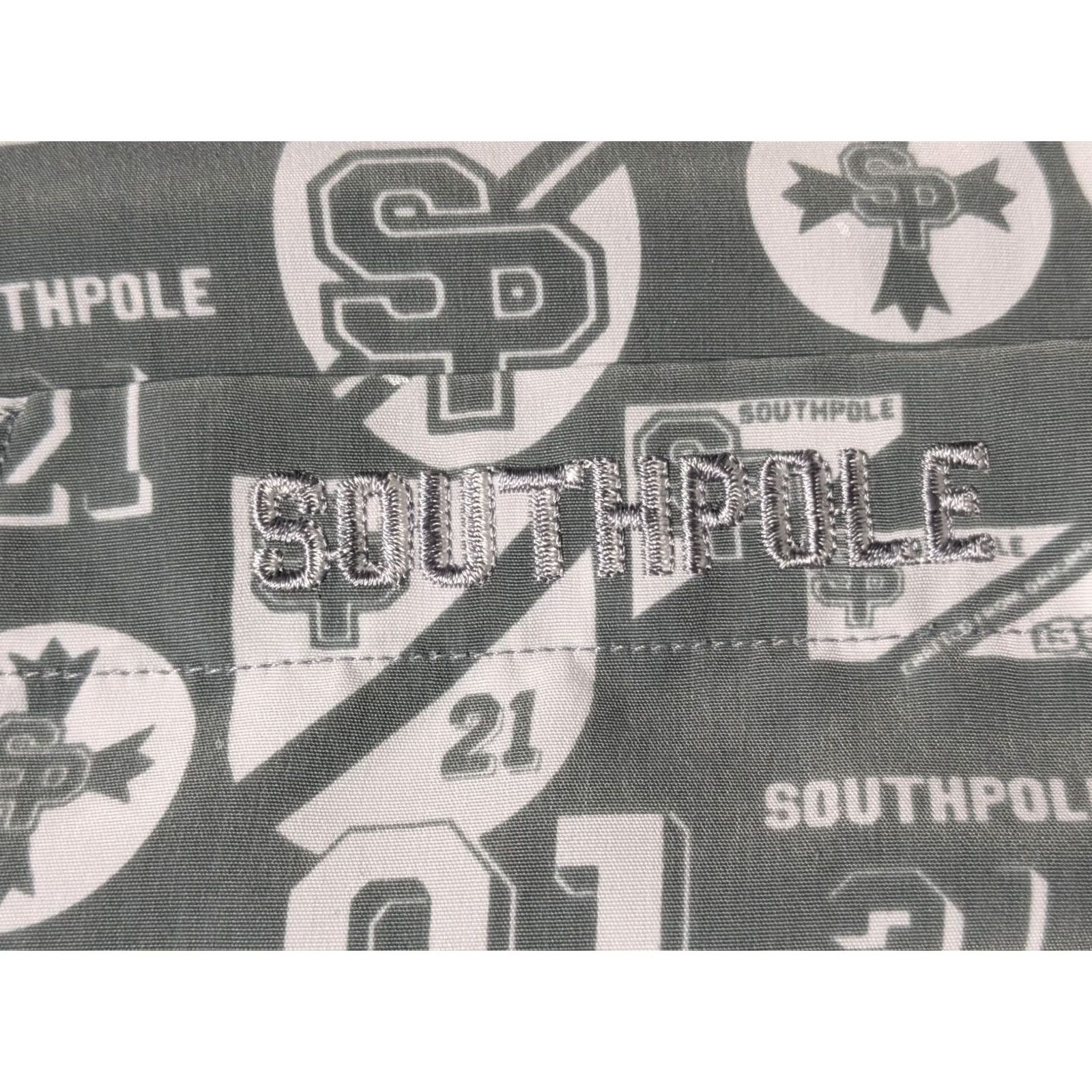 Southpole VINTAGE Southpole SP21 LOGO AOP Gray Poly Button-Up Shirt - Men XL Read Size US XL / EU 56 / 4 - 5 Thumbnail