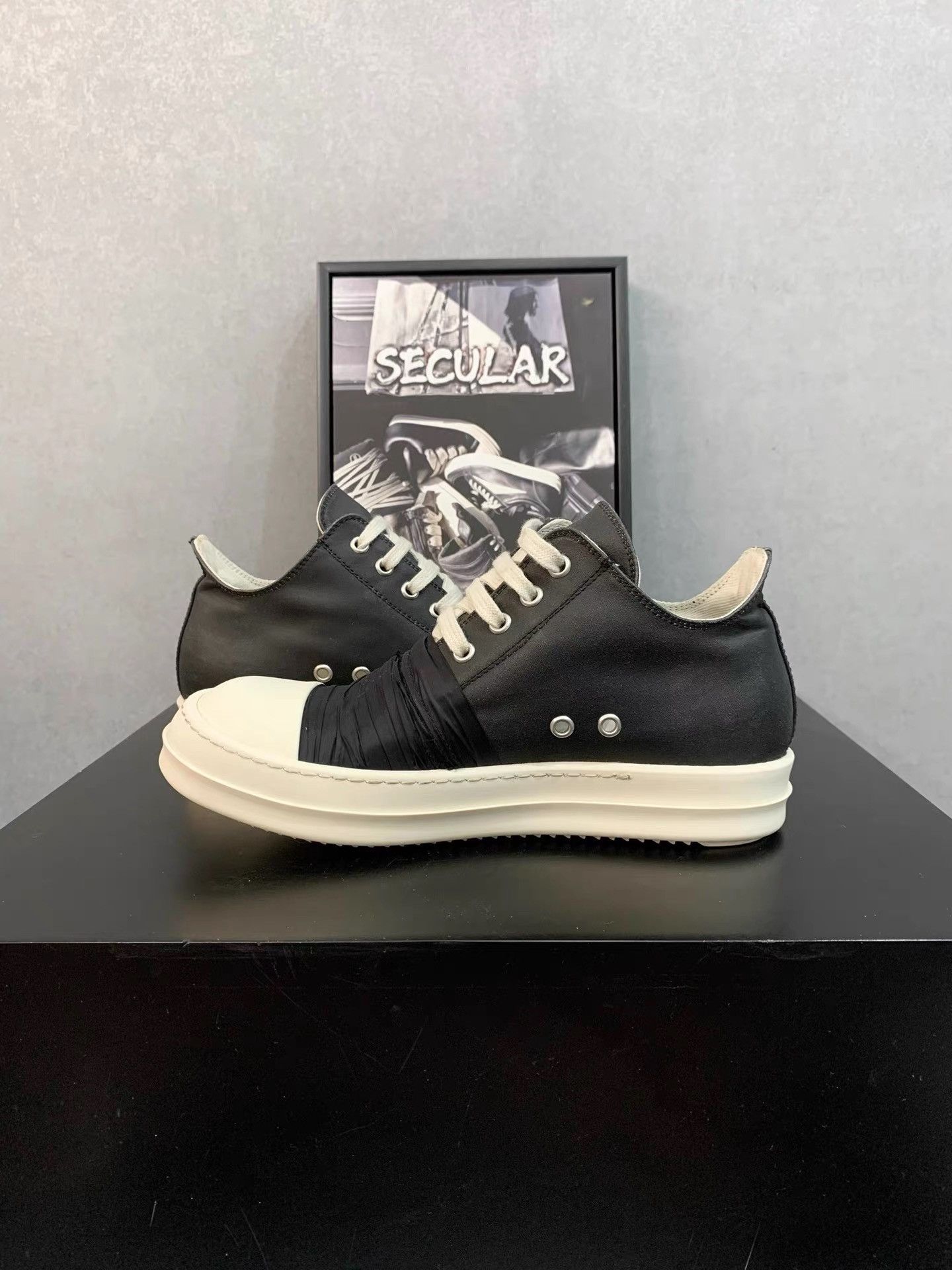 Rick Owens Rick Owens Black Silk Ramones K34 Size US 7.5 / IT 37.5 - 6 Thumbnail