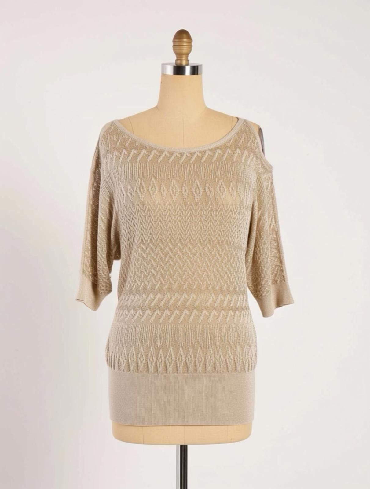 Other White House Black Market Beige Metallic Knit Sweater XL Size XL / US 12-14 / IT 48-50 - 1 Thumbnail