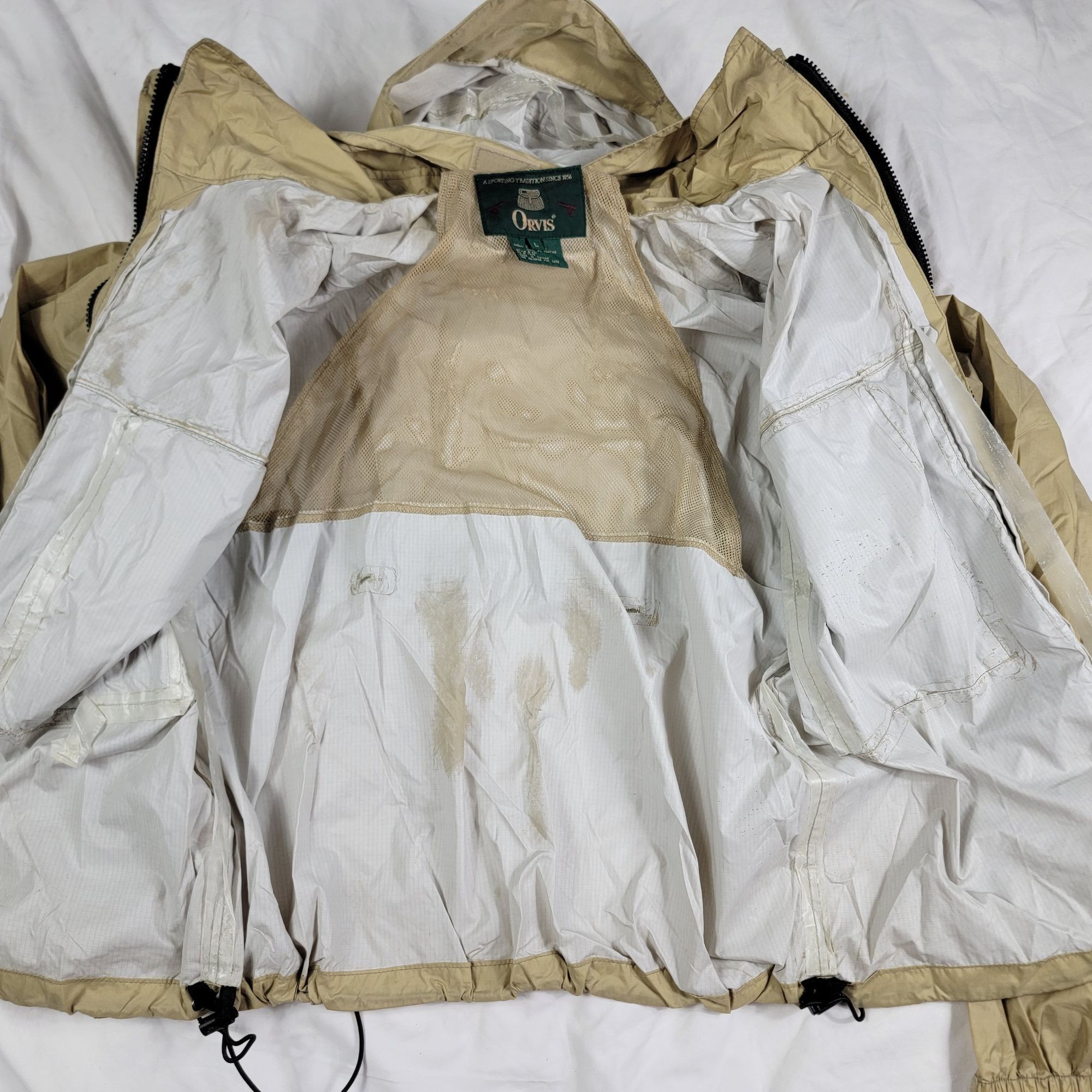Orvis Orvis Mens Large Beige Fly Fishing Shell Jacket Hooded Coat Size US L / EU 52-54 / 3 - 6 Thumbnail