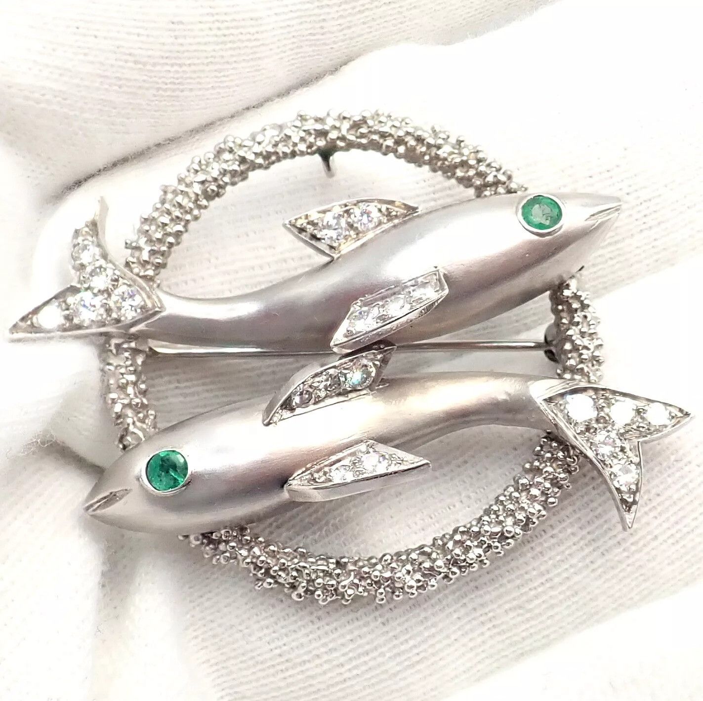 Cartier Cartier White Gold Platinum Diamond Emerald Zodiac Brooch Size ONE SIZE - 13 Thumbnail