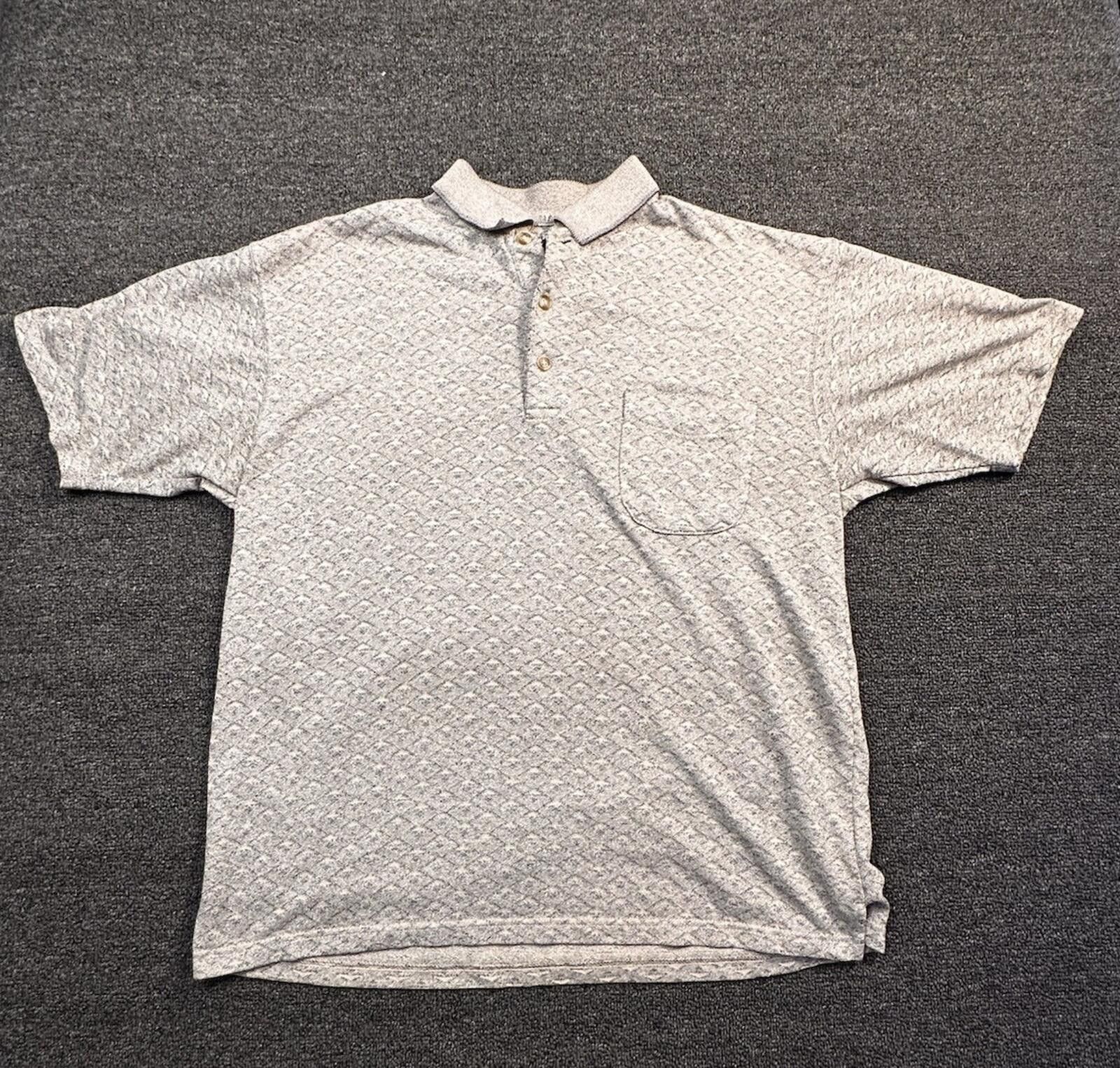 Van Heusen VTG Van Heusen Men's Gray Geometric Knit Polo Size M Size US M / EU 48-50 / 2 - 1 Thumbnail