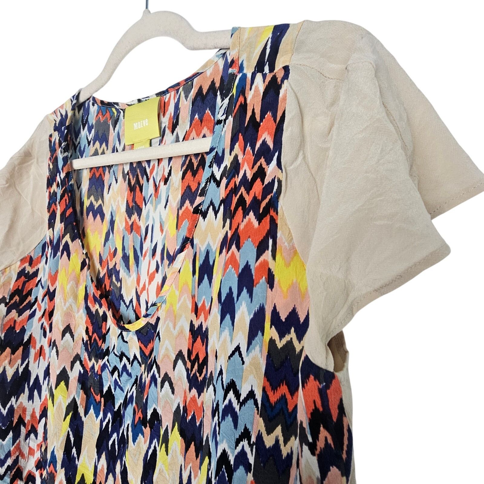 Anthropologie Anthropologie Maeve Womens Grafica Silk Geometric Blouse L Size L / US 10 / IT 46 - 5 Thumbnail