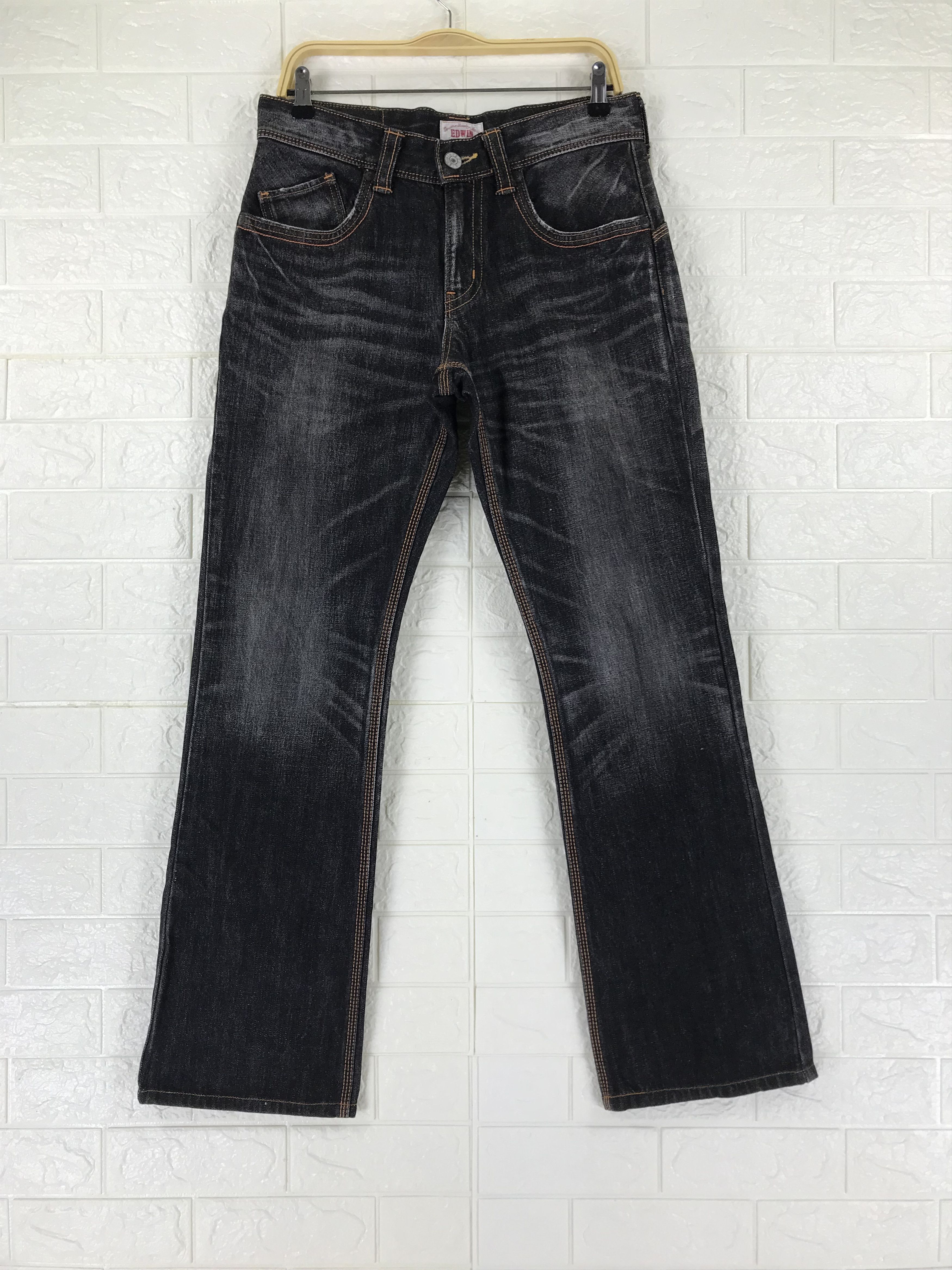 Edwin Vintage Edwin XV Buckle Back Faded Black Flare Jeans Size US 31 - 5 Thumbnail