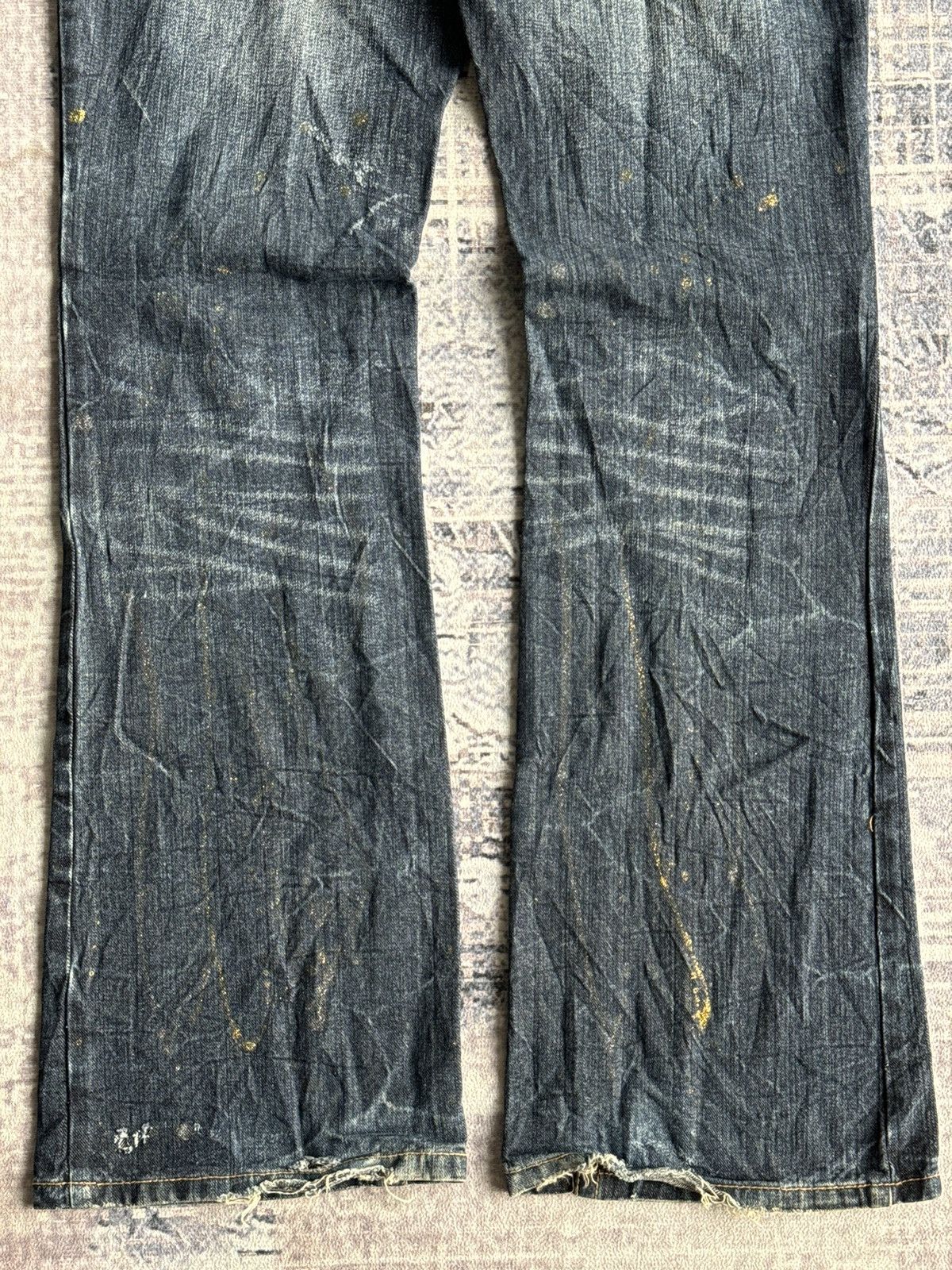 Japanese Brand Y2KVintage Gold Splash Punk Poem Flared Denim / ifsixwasnine Size US 33 - 8 Thumbnail