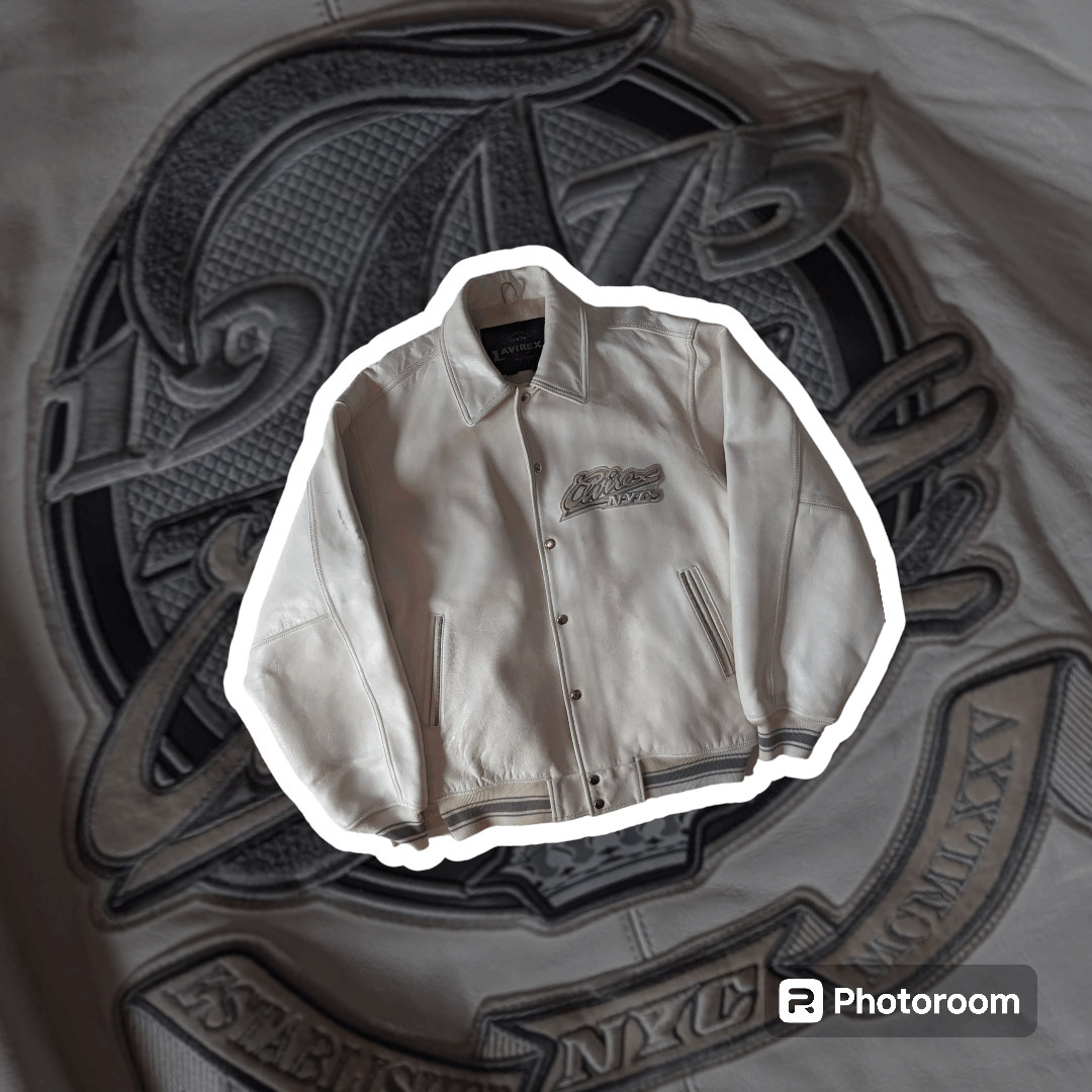 Avirex × Avirex Varsity Jacket Vintage white avirex NYC leather 