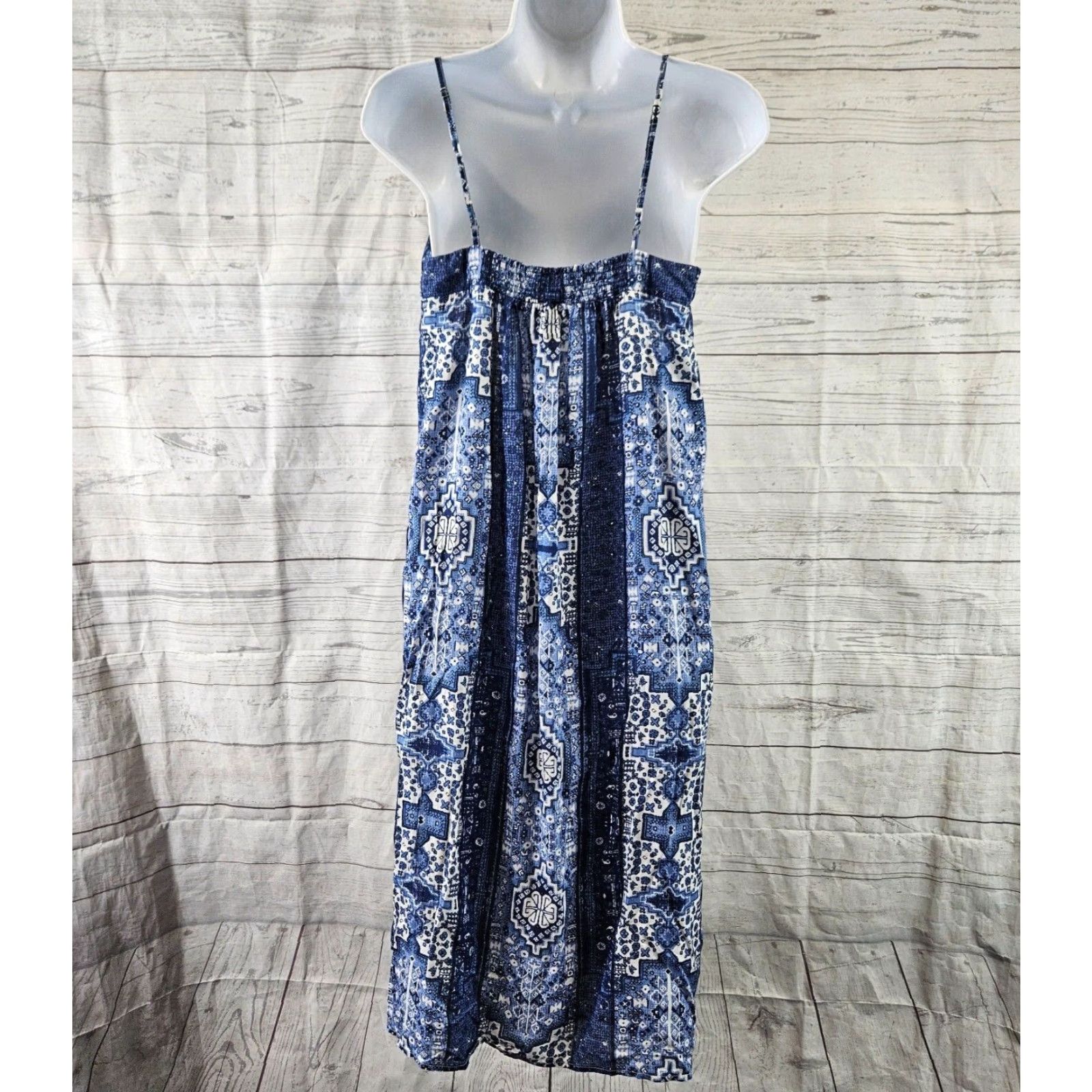 Lucky Brand Lucky Brand Dress Women Sundress Sleeveless Spaghetti Strap Viscose Small Blue White Knee Length Size S / US 4 / IT 40 - 4 Thumbnail
