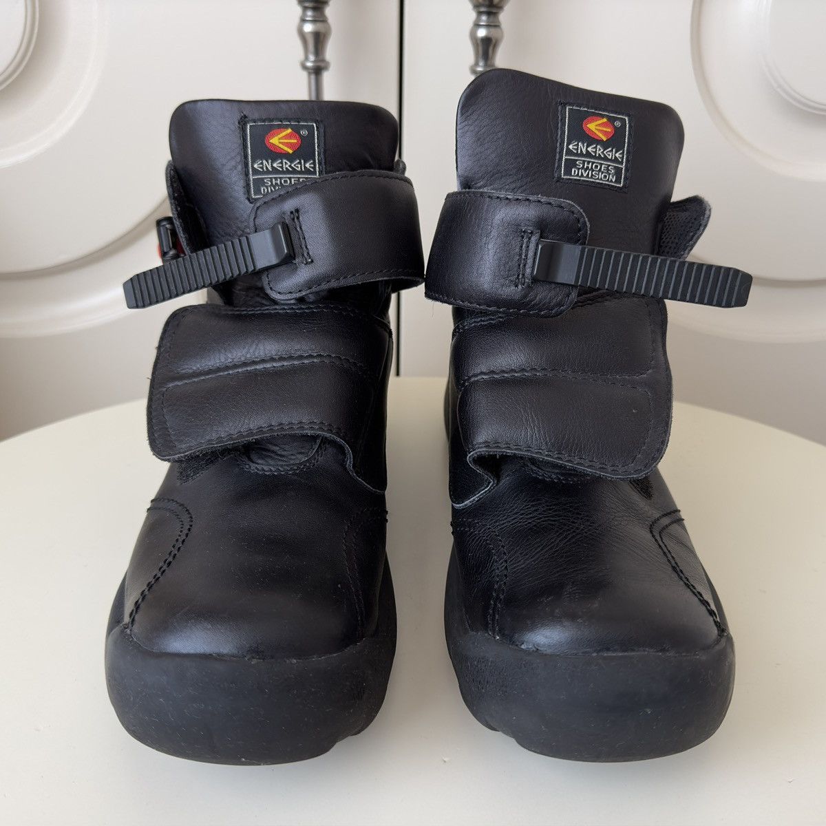 ENERGIE 1990s 'Garnett' Black Leather Buckle Boots Size 41