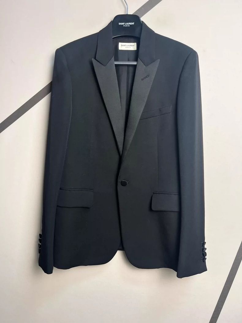 Saint Laurent Paris Saint Laurent Paris Spring/Summer 19 Satin Sword Collar Woo Size 48R - 1 Thumbnail