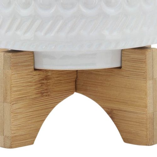Designer × Homemade 5" TRIBAL PLANTER W/ WOOD STAND, WHITE Size US L / EU 52-54 / 3 - 8 Thumbnail
