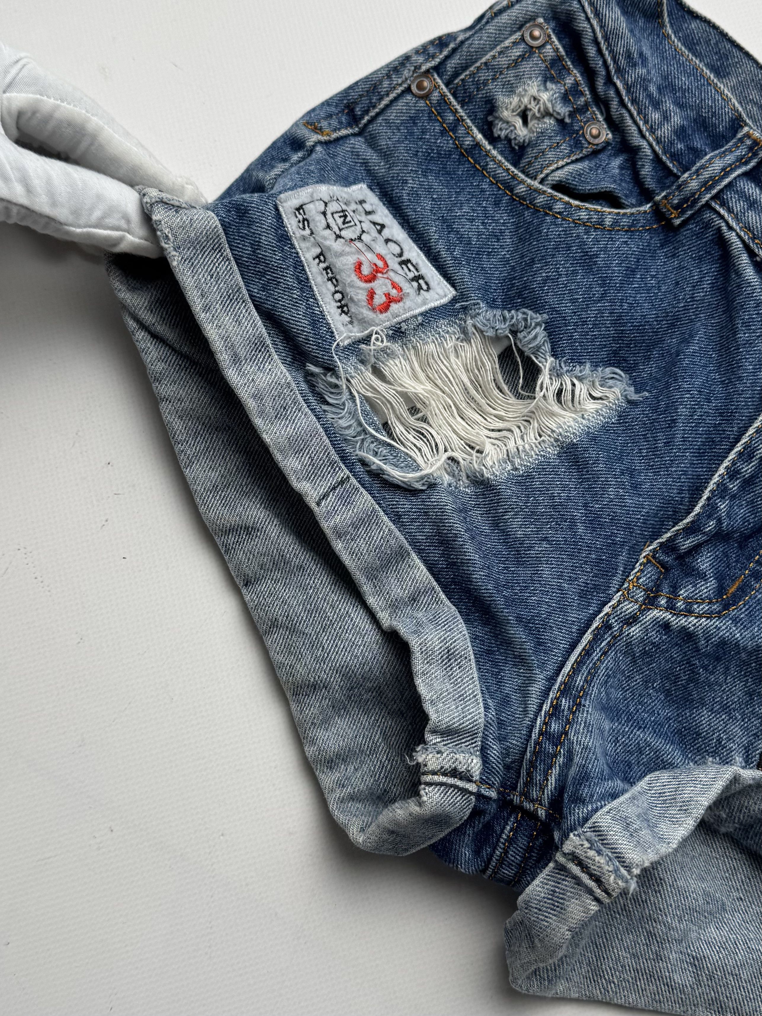 Vintage Vintage Denim Shorts Distressed Patchwork Cuffed Low Rise E2 Size 27" / US 4 / IT 40 - 5 Thumbnail