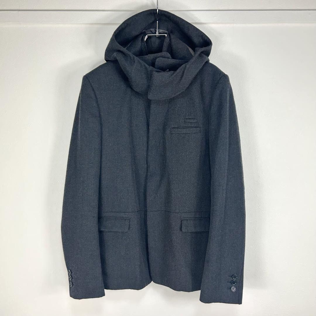 image of Undercover Aw11 "mirror" Hooded Tailored Wool Jacket in Grey, Men's (Size XL)