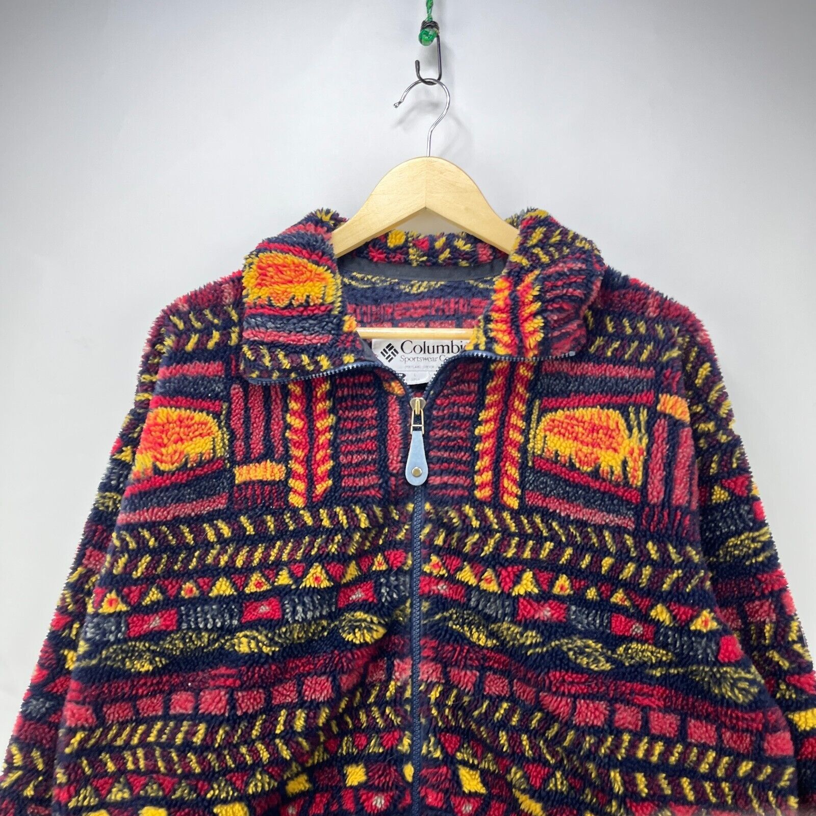 Columbia × Vintage Vintage 90s Columbia Deep Pile Fleece Aztec Pattern Medium Size M / US 6-8 / IT 42-44 - 2 Thumbnail