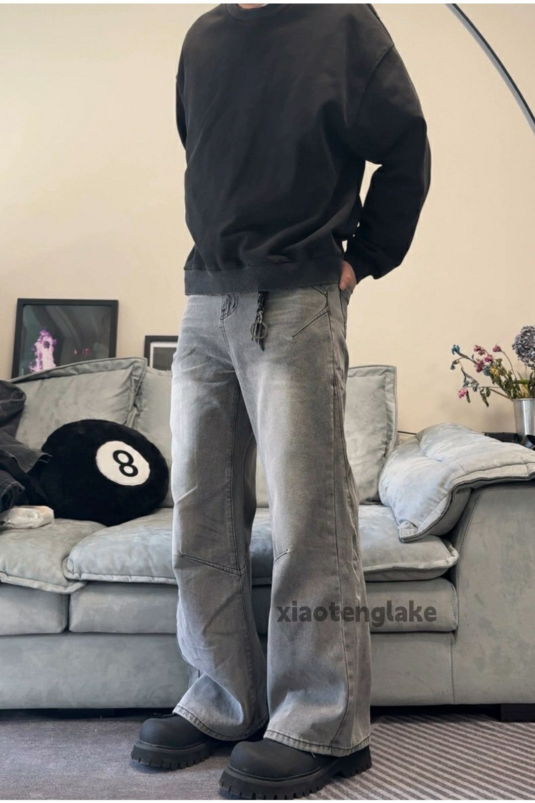 Jean × Vintage washed faded cleanfit yuppie loose baggy flared jeans Size US 28 / EU 44 - 3 Thumbnail