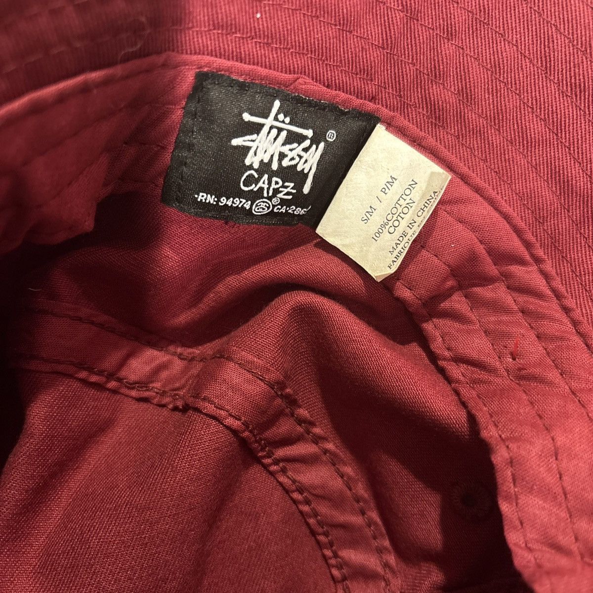 Stussy Vintage Y2K Stussy Capz Bucket Hat Burgundy Unisex S/M Size 40 - 2 Thumbnail
