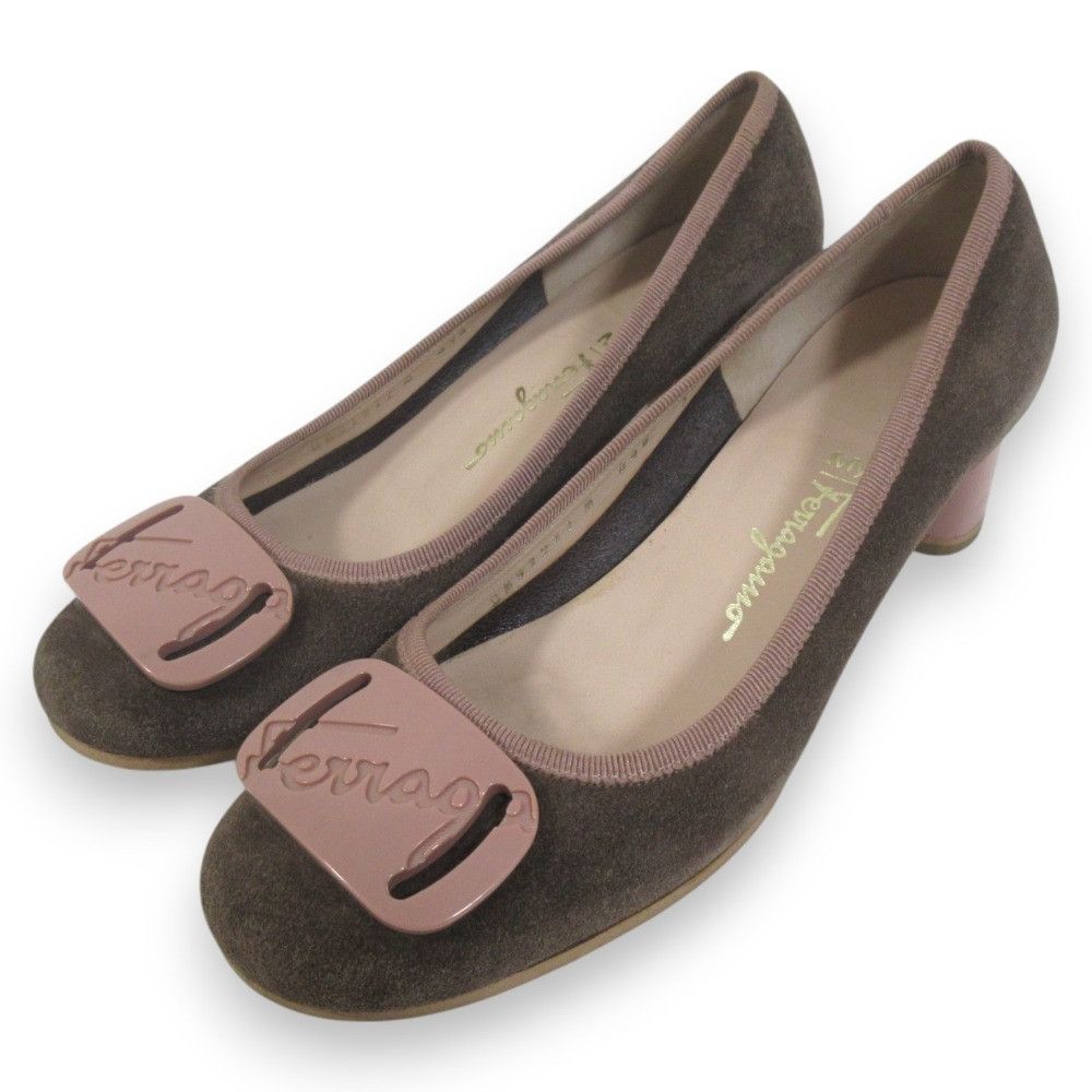 Salvatore Ferragamo Salvatore Ferragamo Salvatore Ferragamo Logo Plate Round Toe Pumps Leather Shoes DUTY FREE for USA Size ONE SIZE - 1 Thumbnail