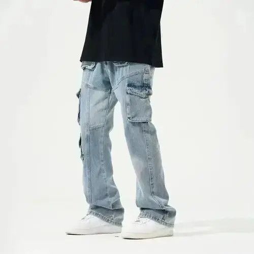 VIBE Opium Cargo Baggy Flared Denim Jeans Size US 32 / EU 48 - 4 Thumbnail