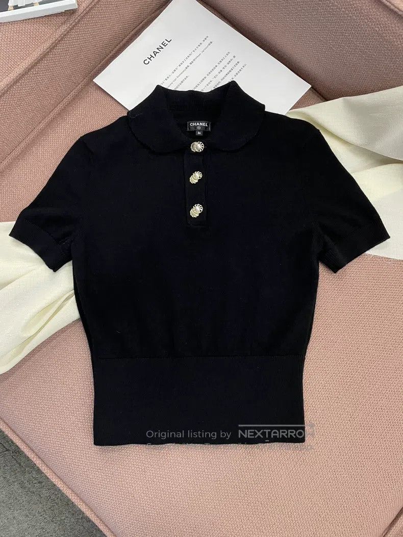 Chanel Chanel Black pearl buckle cashmere lapel small top short s Size XS / US 0-2 / IT 36-38 - 1 Thumbnail